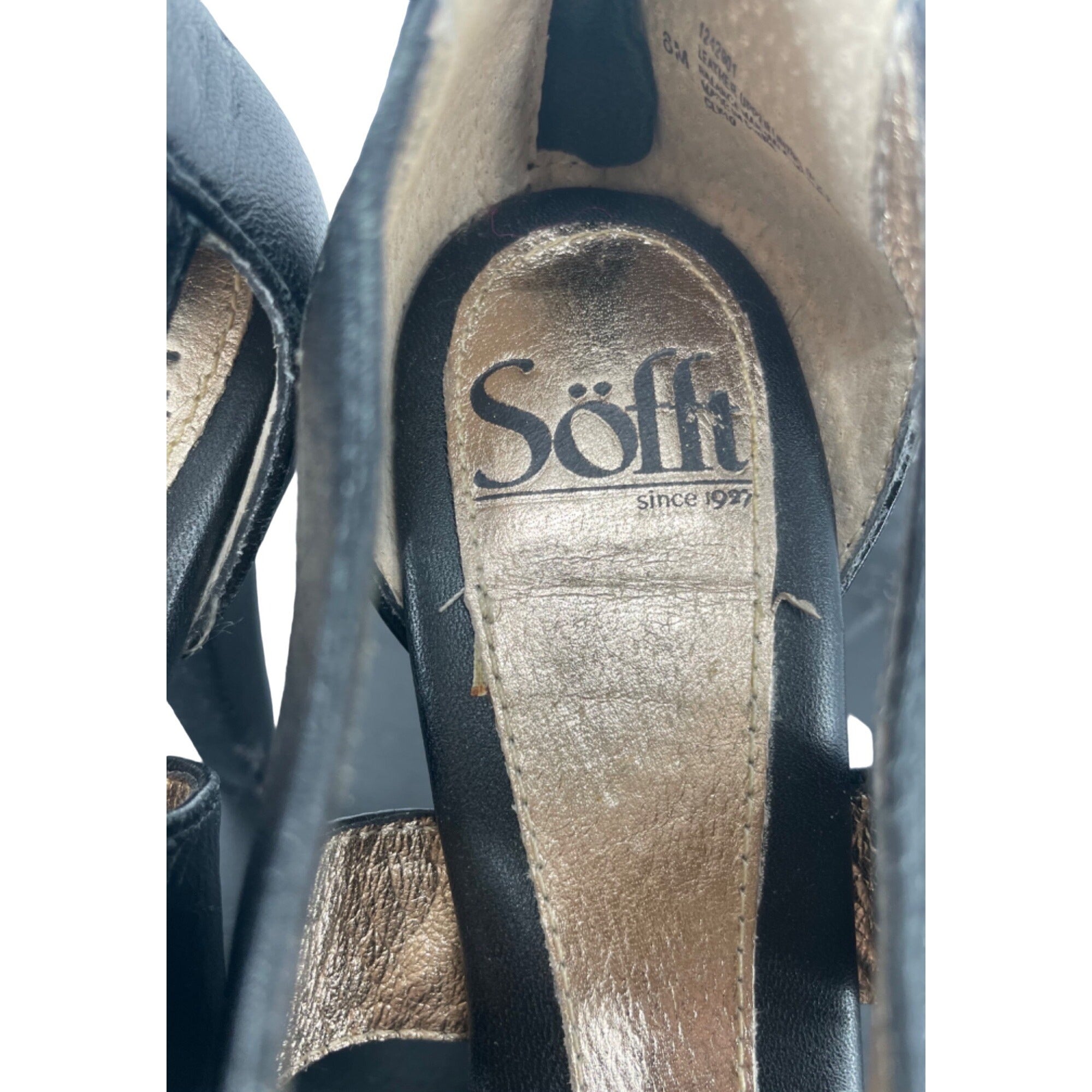 Söfft Women's Size 6 Black Leather Heeled Sandal