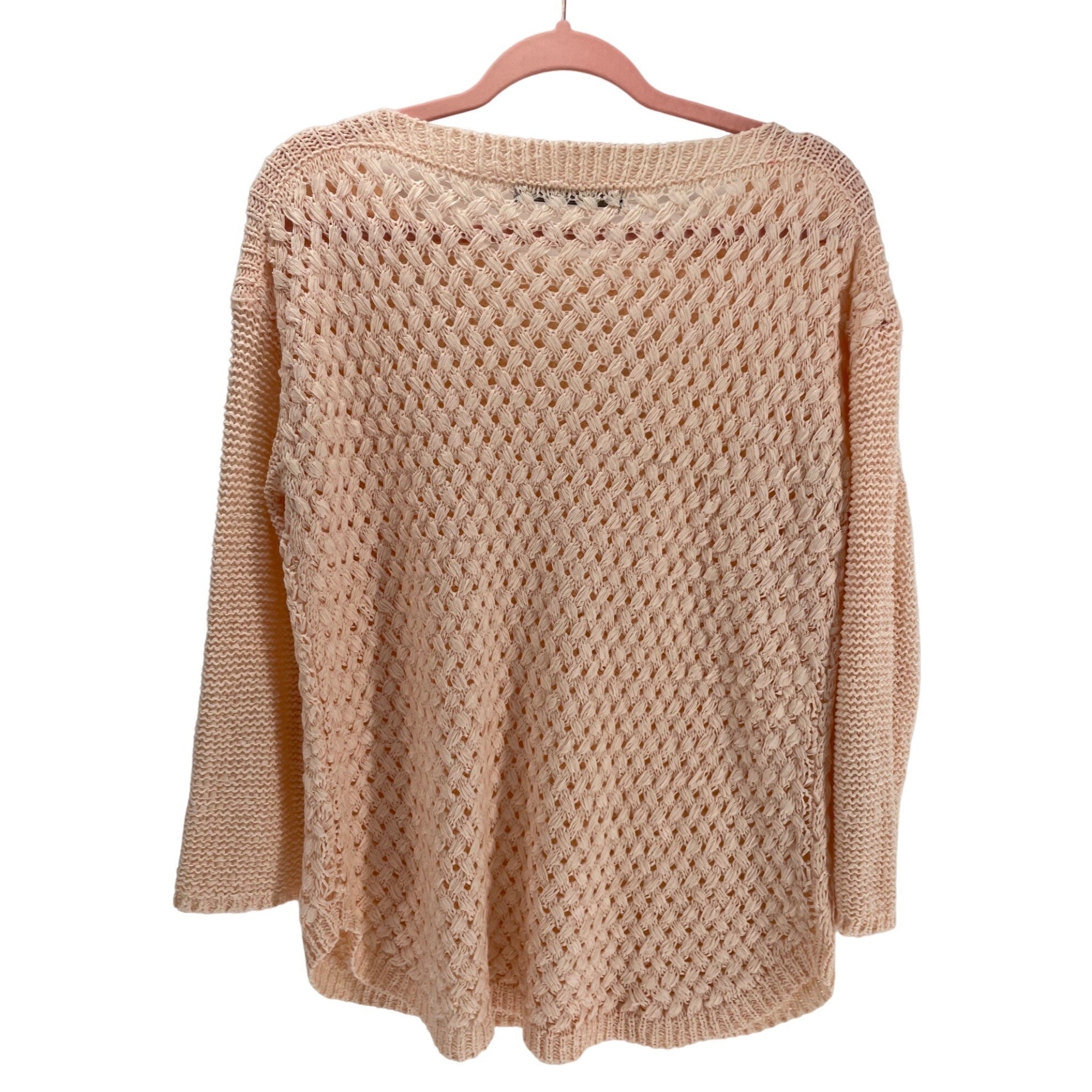 Zara Knit Women’s Large Peach Sheer Mesh Sweater