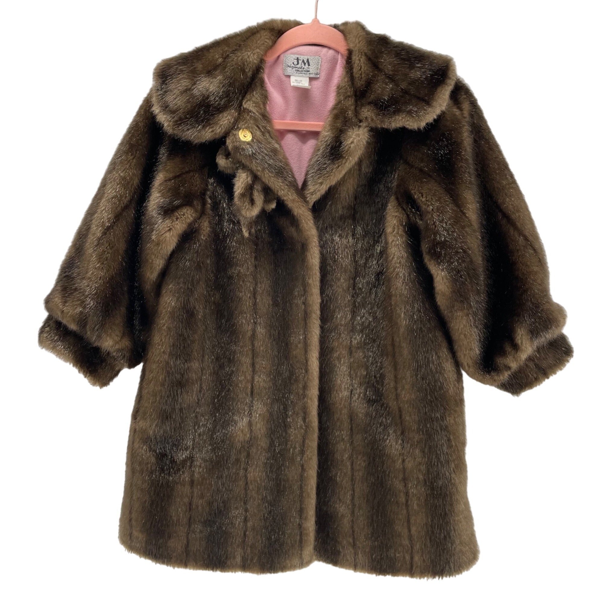 JM Originals Women’s 6X Brown Faux Fur Three Quarter-Length Sleeve Coat