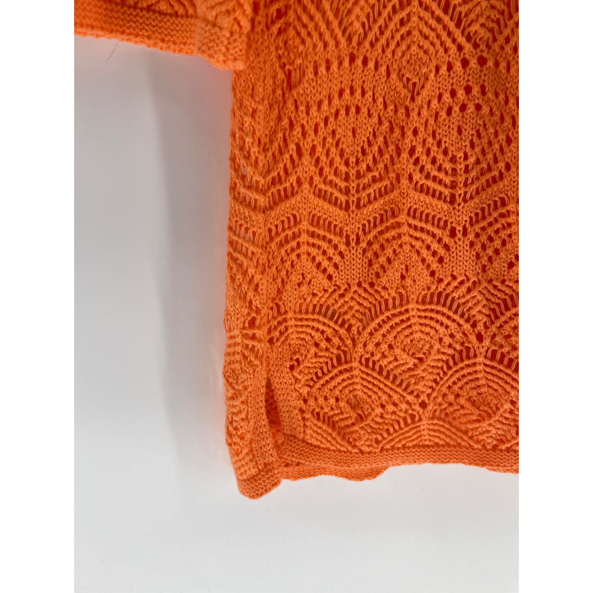 NWOT Jeanne Pierre Women’s XL Sherbet Orange Sheer Knit Cold Shoulder Sweater