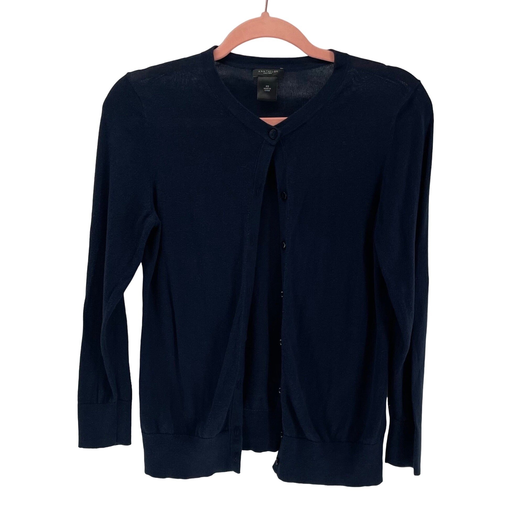 Ann Taylor Factory Women’s XS Navy Button-Down Cardigan