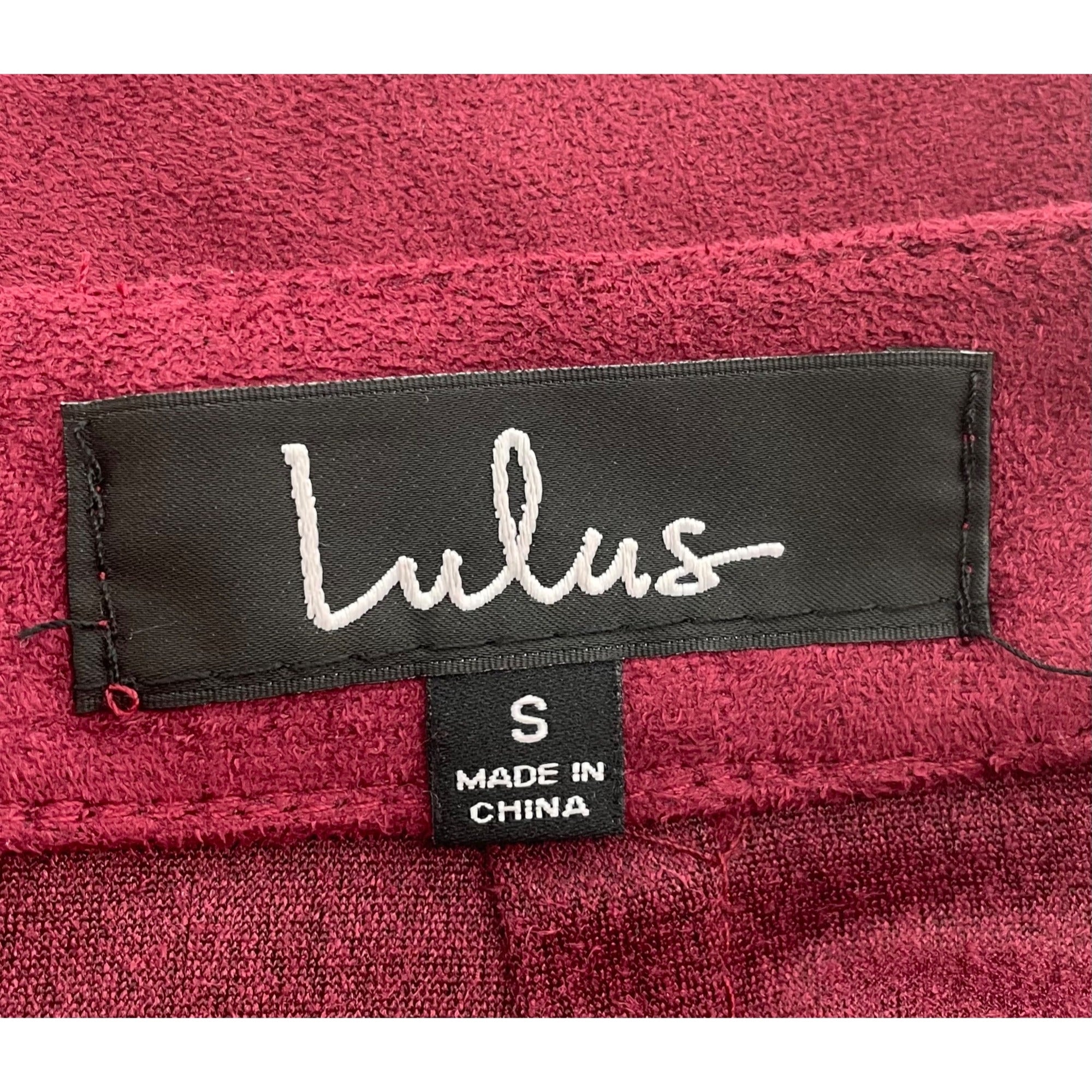 Lulus Women's Size Small A-Line Maroon/Burgundy Faux Suede Mini Skirt