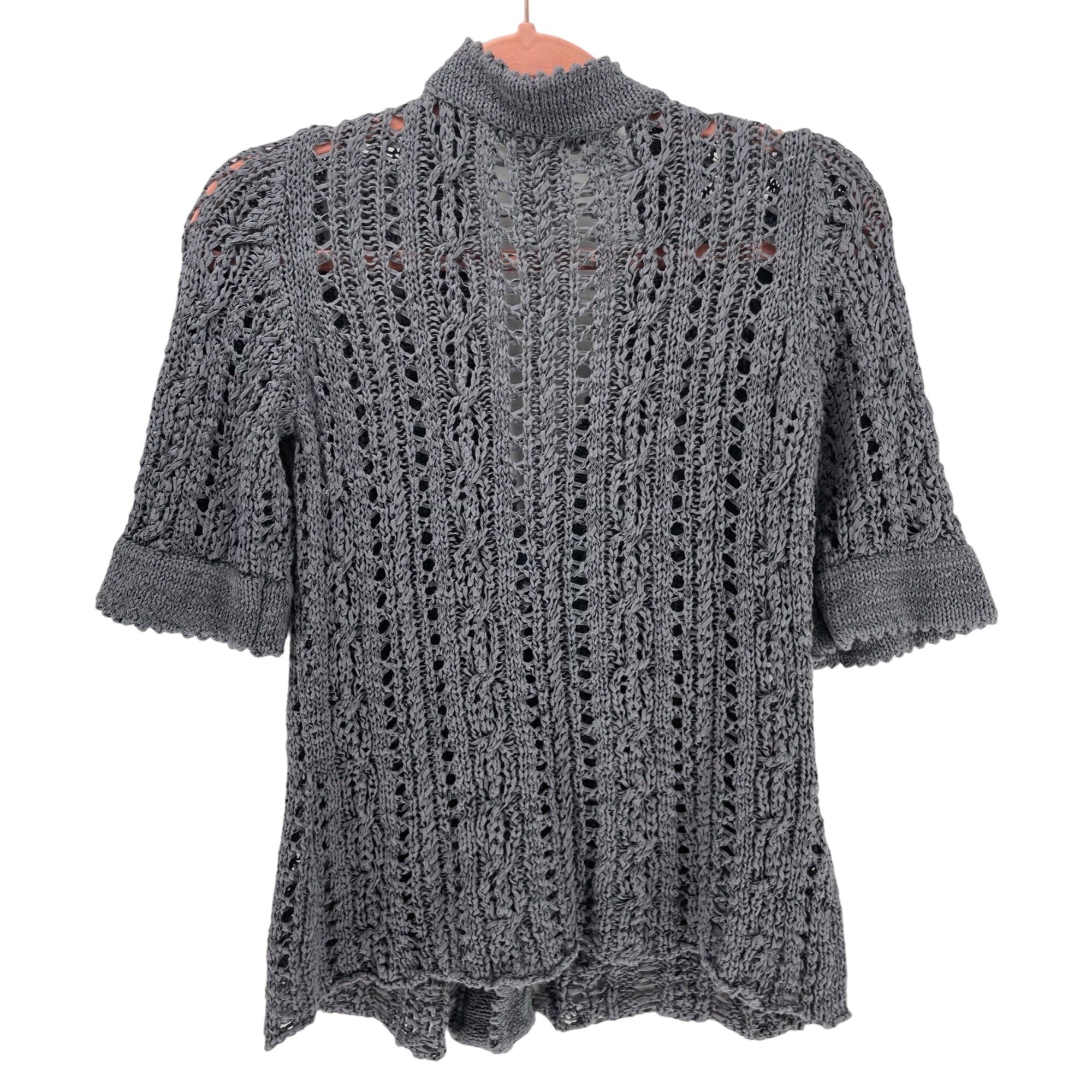 Marisa Christina Women’s Small Heather Gray Short-Sleeved Sheer Cardigan