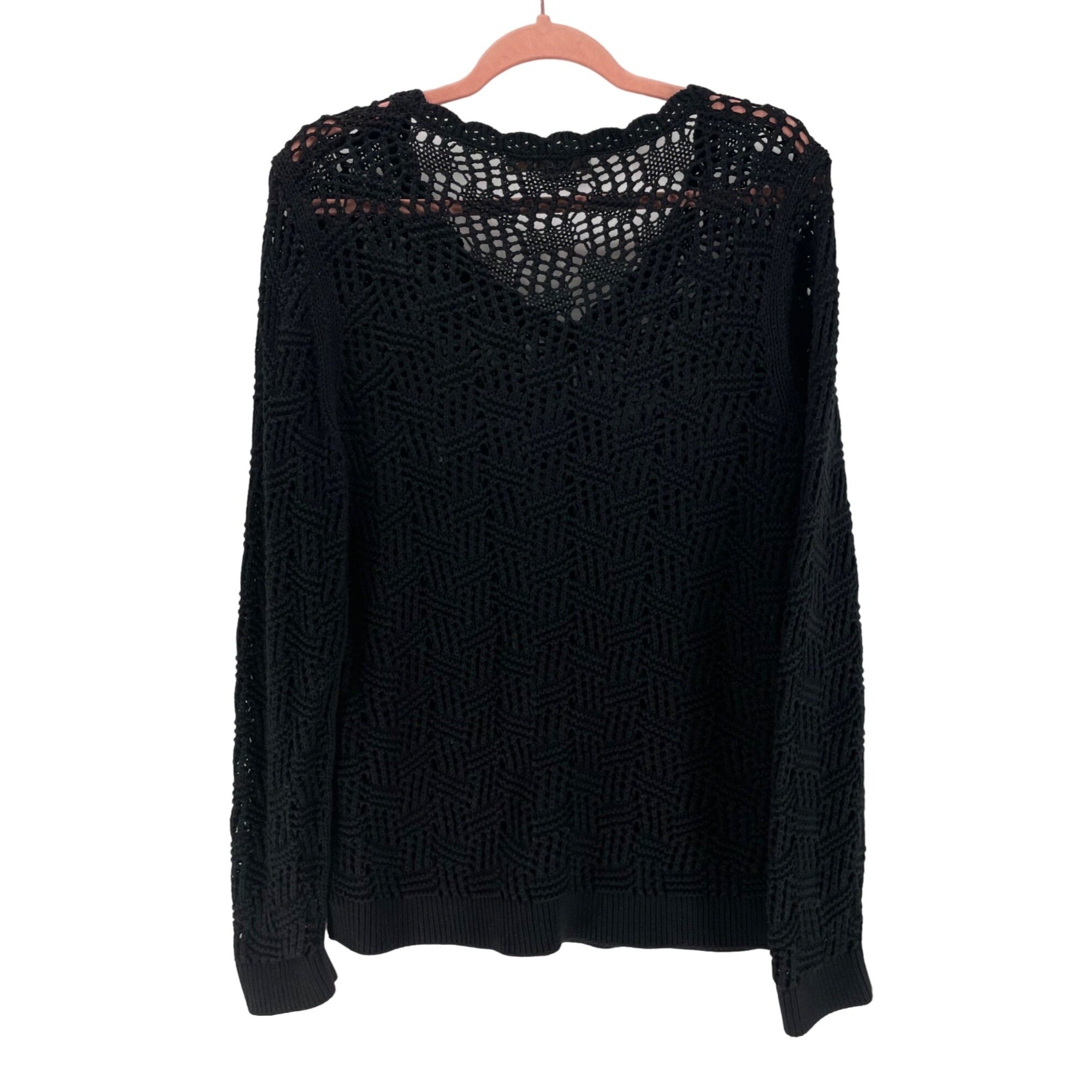 Ann Taylor LOFT Women’s Large Black V-Neck Mesh Sweater