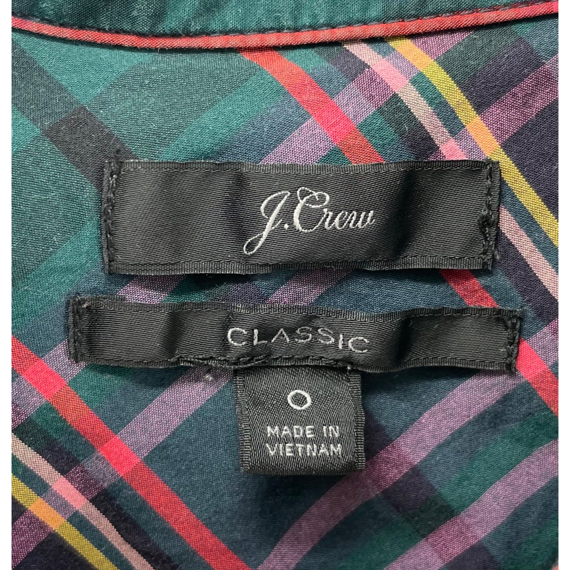 J. Crew Classic Women’s Plaid Button-Down Green Top