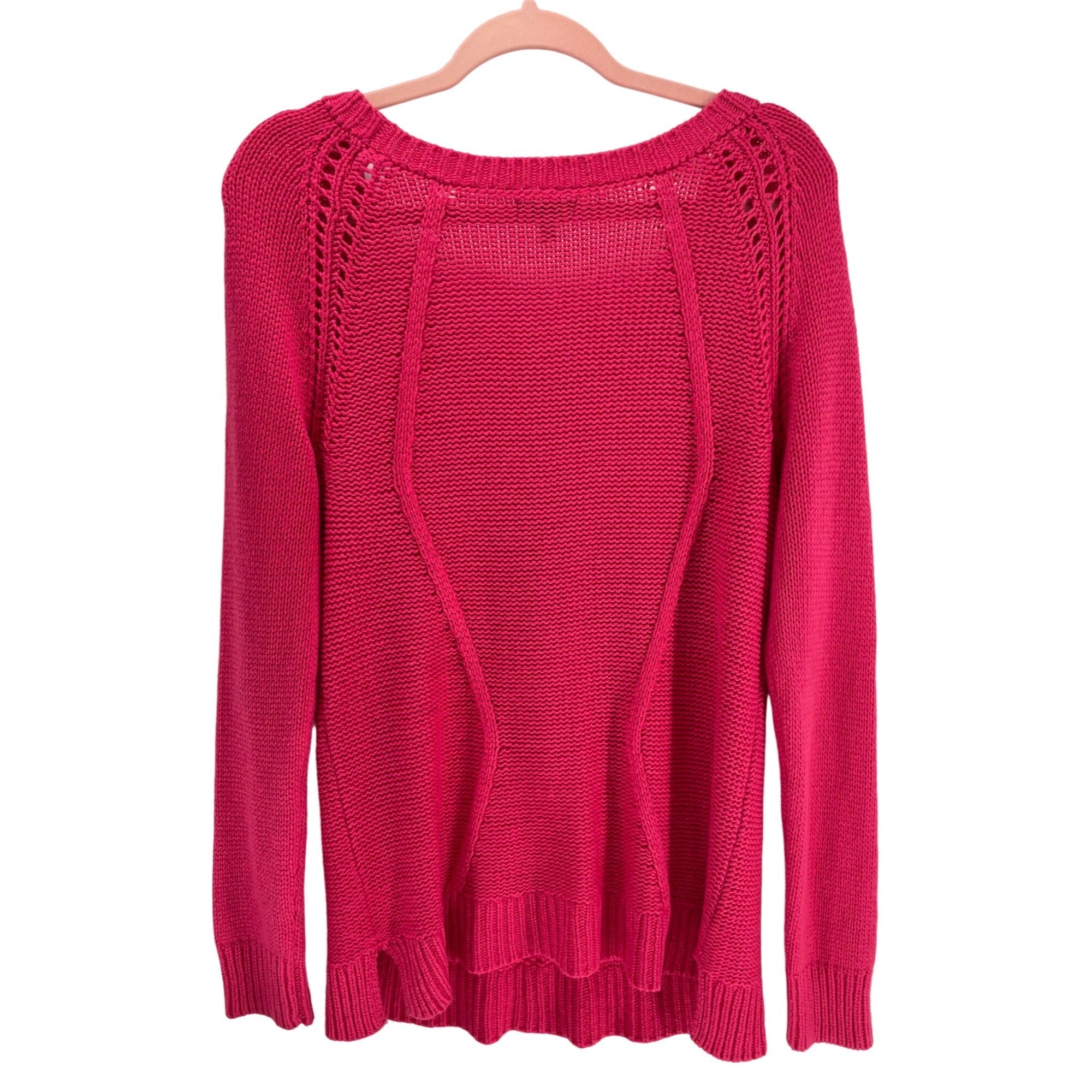 Apt. 9 Women’s Medium Fuchsia Crew Neck Cable Knit Sweater