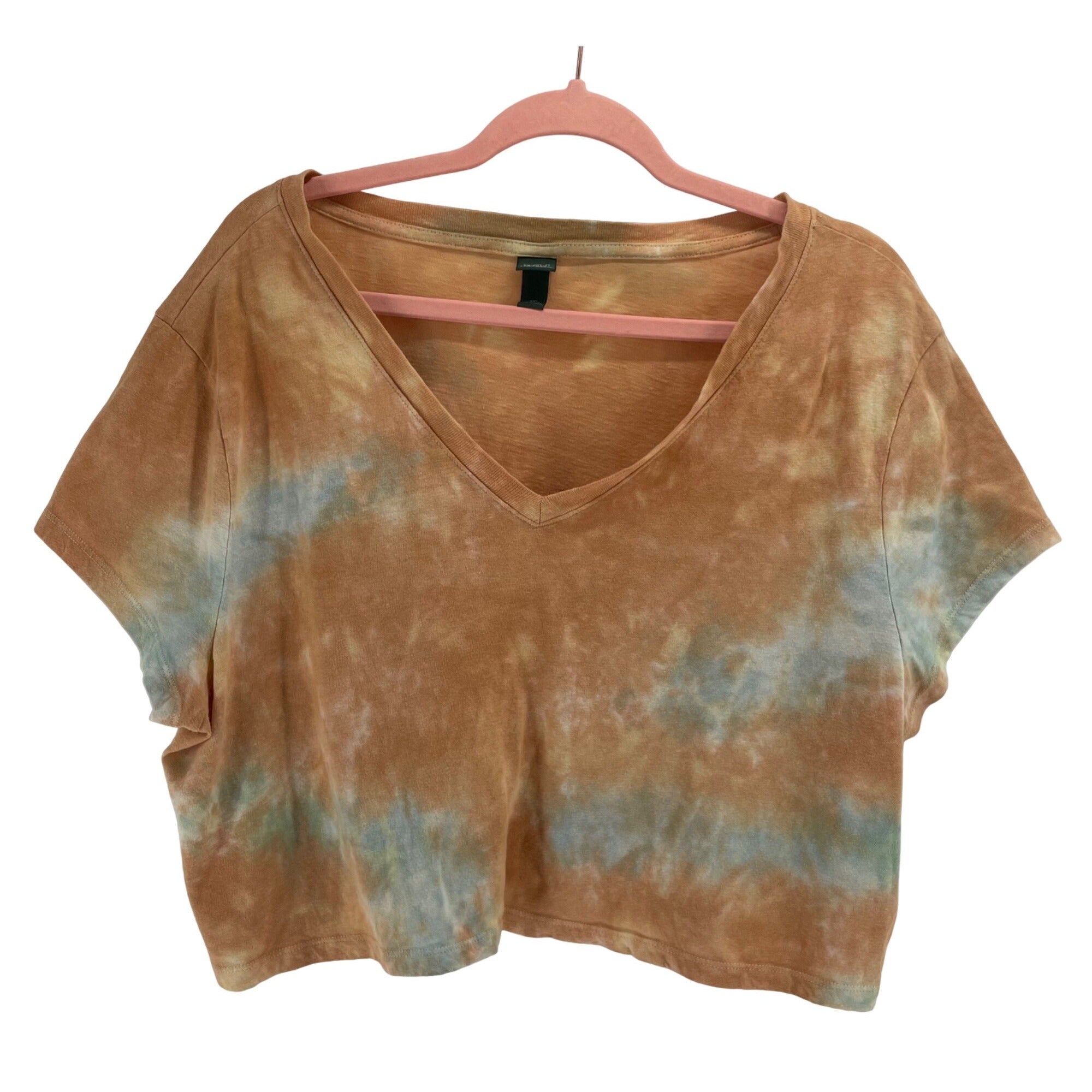 Wild Fable Women’s XXL Tie Dye Orange & Teal Cropped T-Shirt