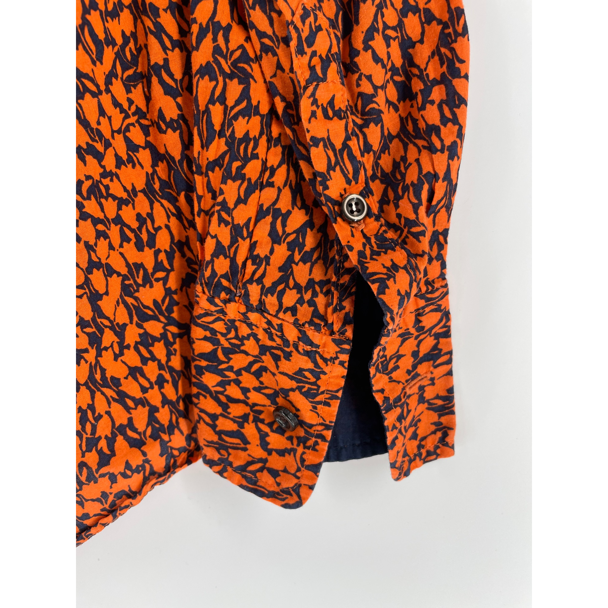 J. Crew Women’s XS Orange & Navy Long-Sleeved Button-Down Top