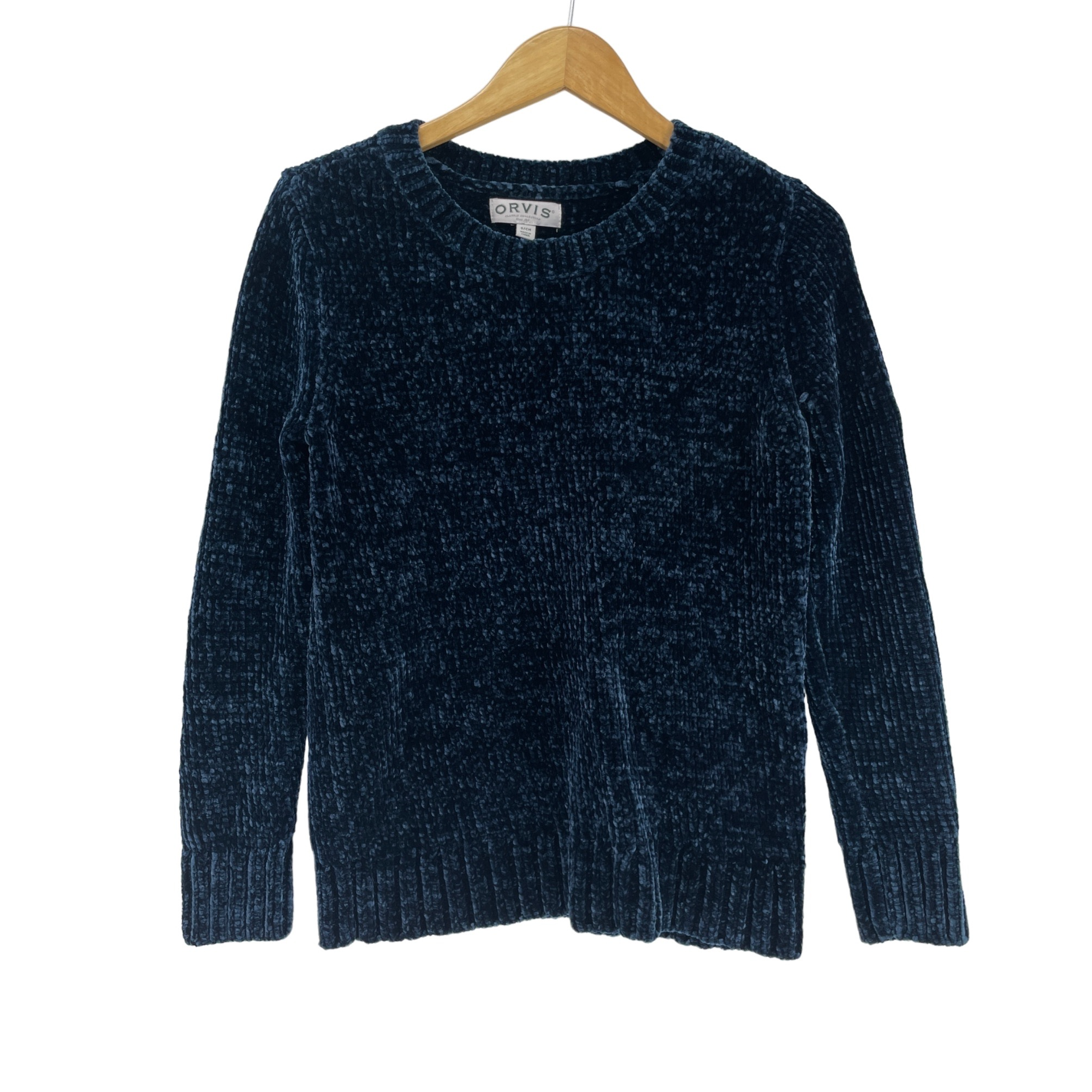 NWOT Orvis Small Navy Blue Chenille Crew Neck Sweater