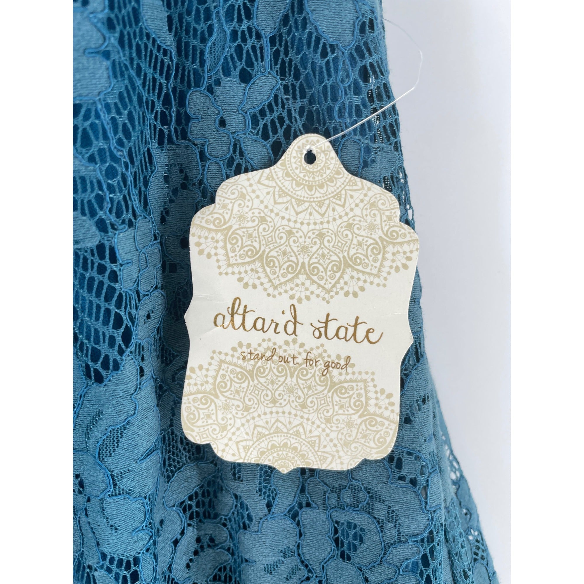 NWT Altar’d State Women’s Small Floral Lace Teal Dress