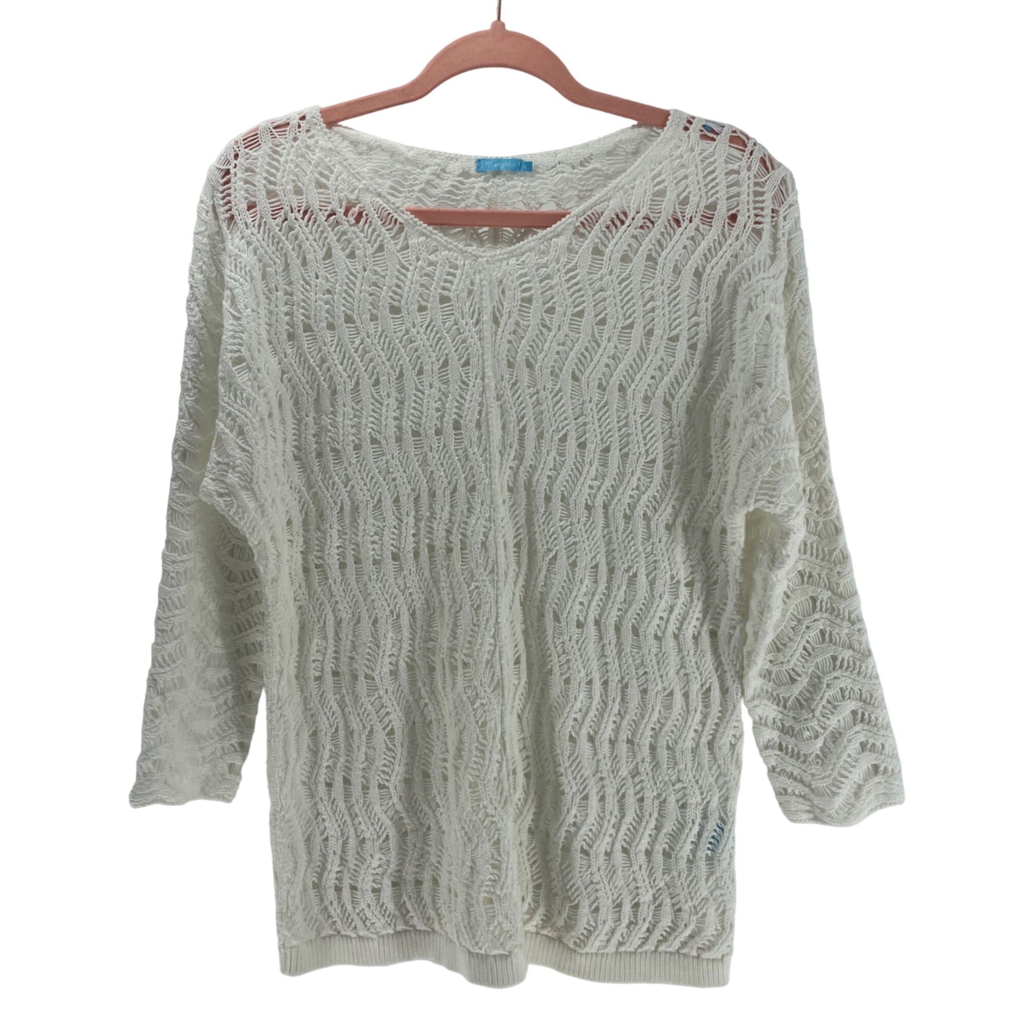 J. M. McLaughlin Women’s Medium White Mesh Sweater