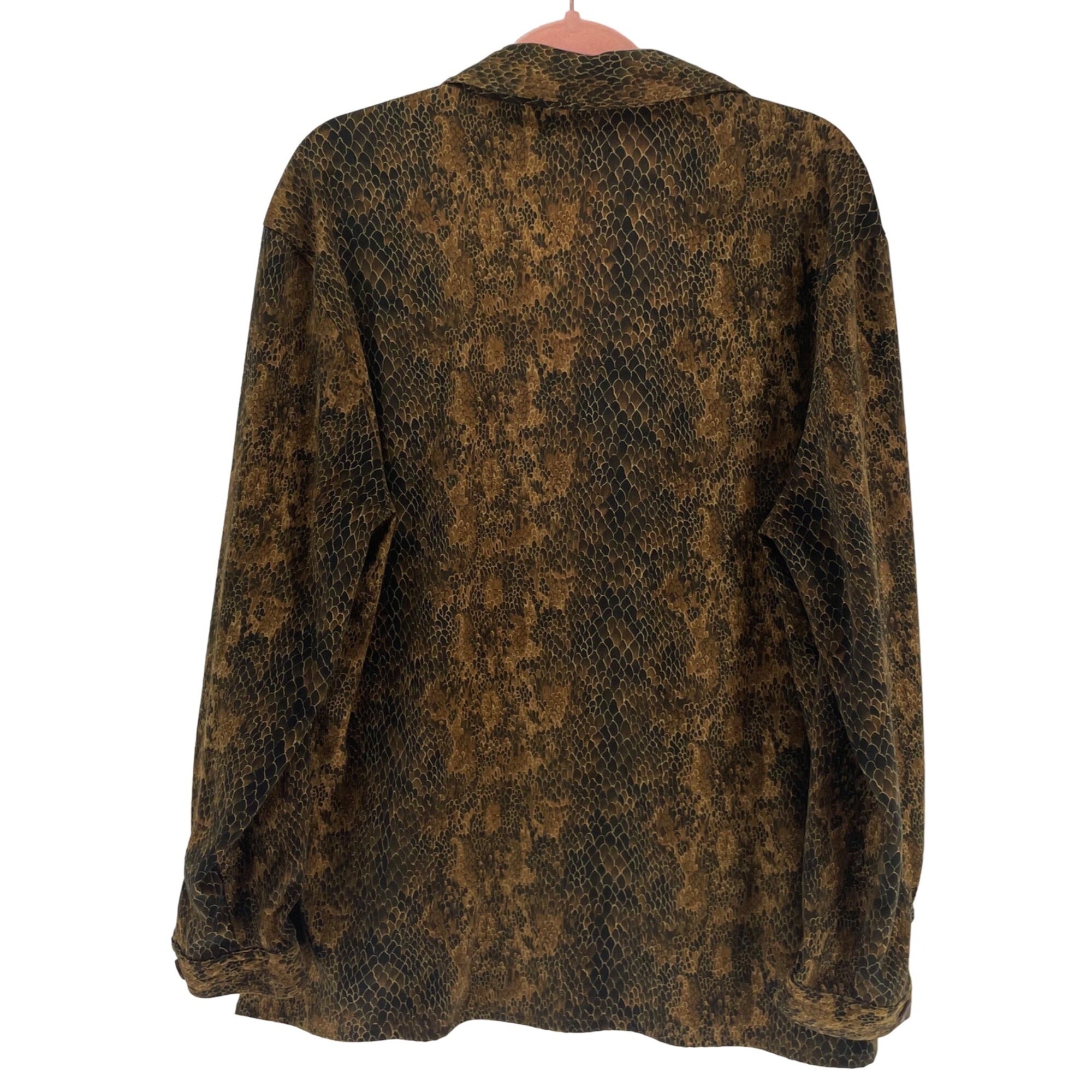 Joanna Women’s Large Button-Down Brown Snakeskin Long-Sleeved Shirt