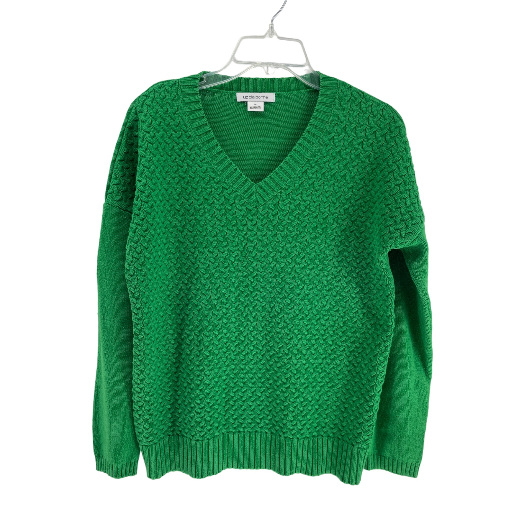 Liz Claiborne Green V-Neck Knit Sweater