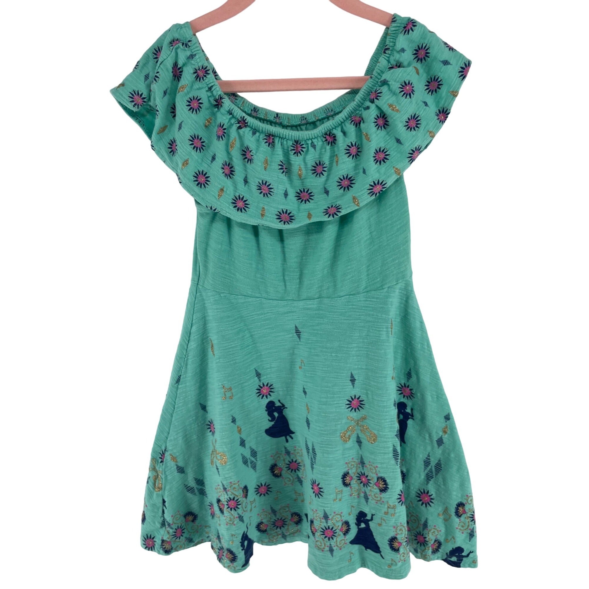 Disney Jumping Beans Girl's Size 6 Teal/Multi-Colored A-Line Dress