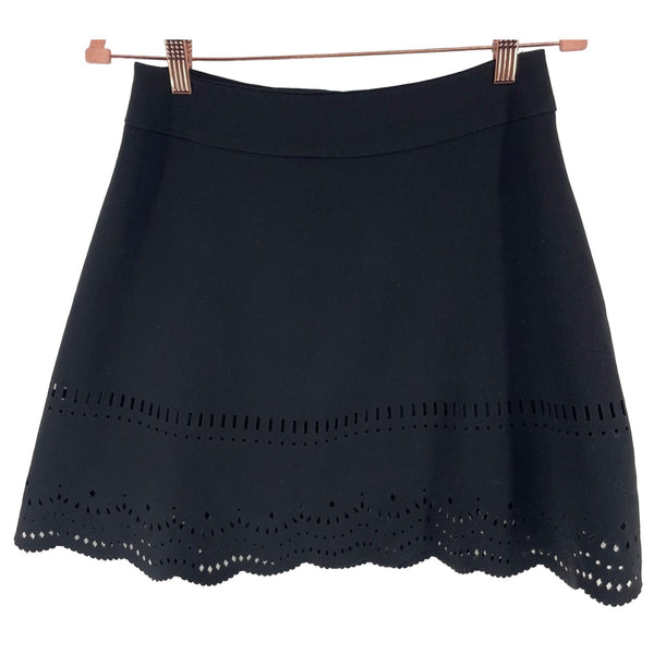 LOFT Women's Size 2 Black A-Line Lace Detailing Mini Skirt