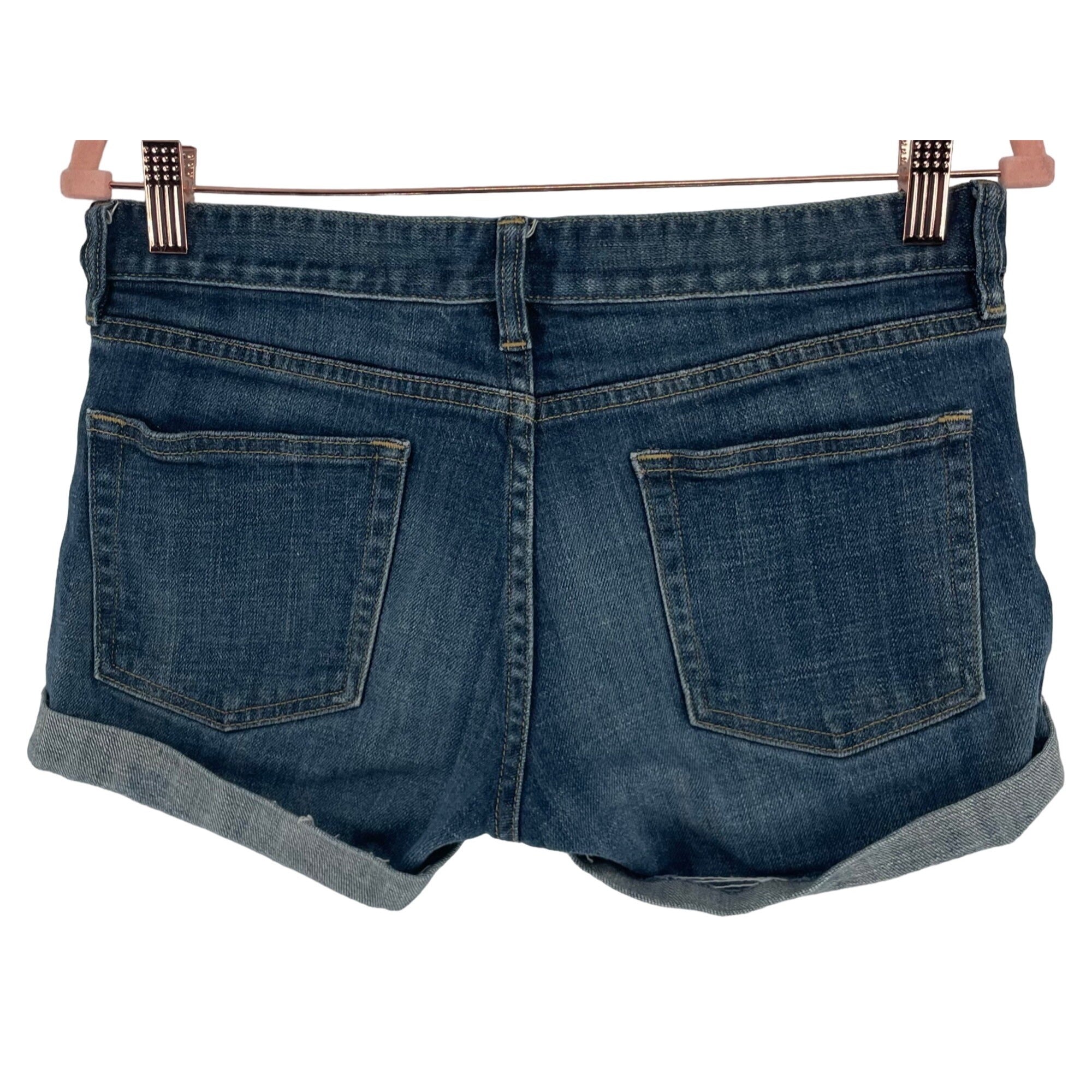 J. Crew Women's Size 4 Hipslung Stretch Whiskered Denim Whiskered Shorts