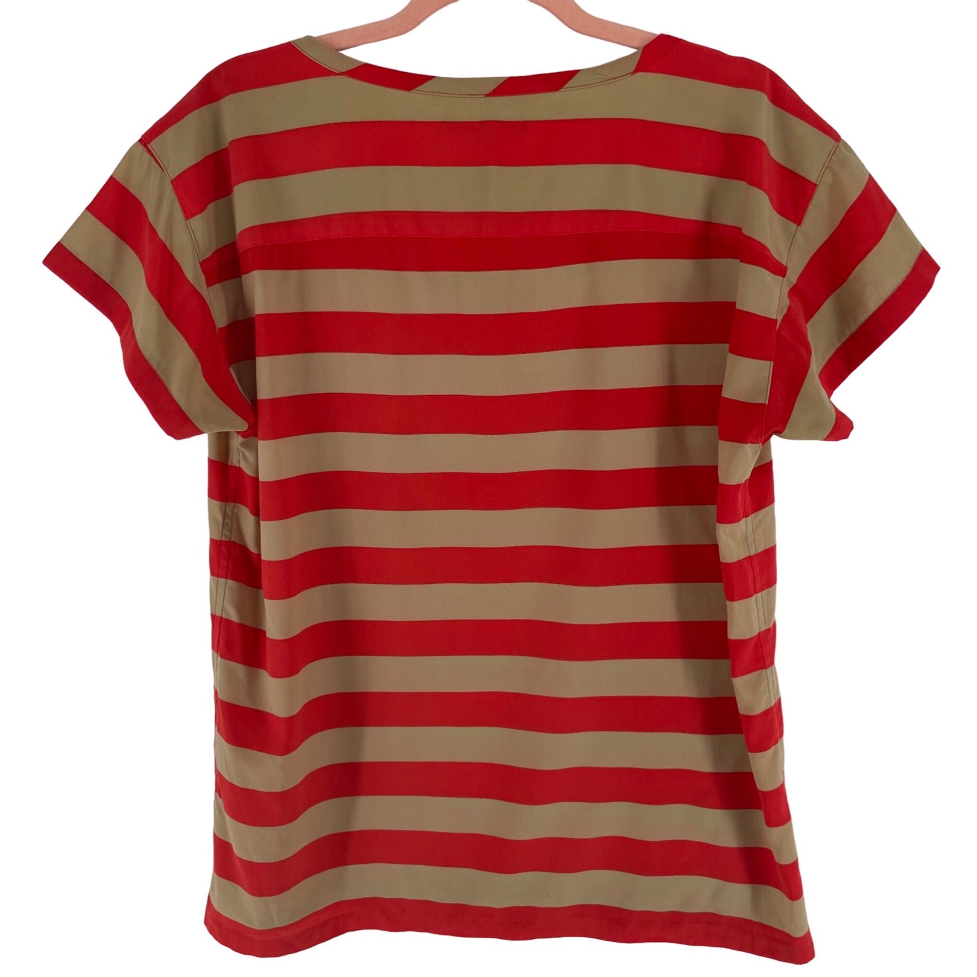 GAP Women's Size Medium Red & Tan Striped Shirt W/ Front Pocket