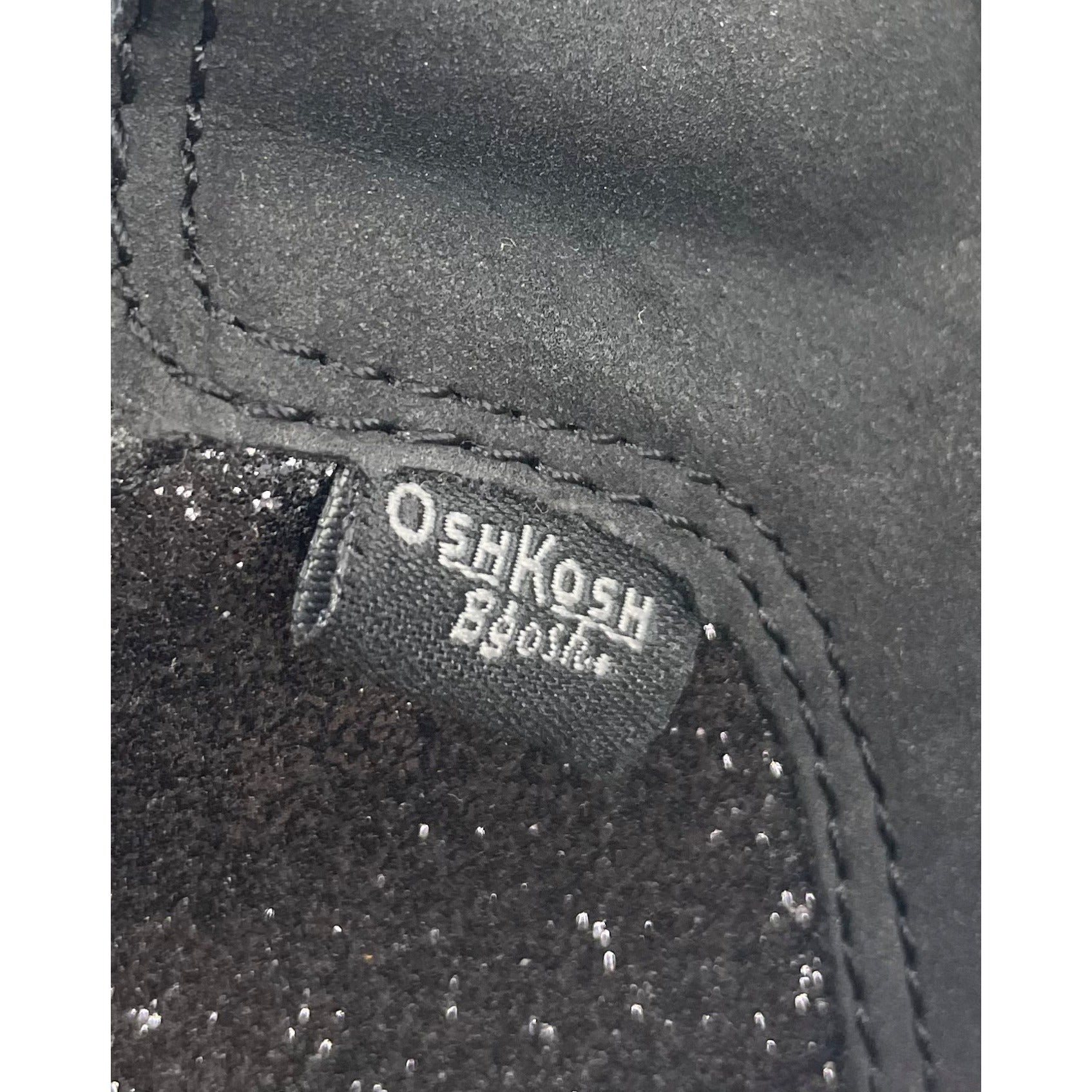 OshKosh B'Gosh Girl's Size 5 Black Sparkly Suede Zip-Up Shoes