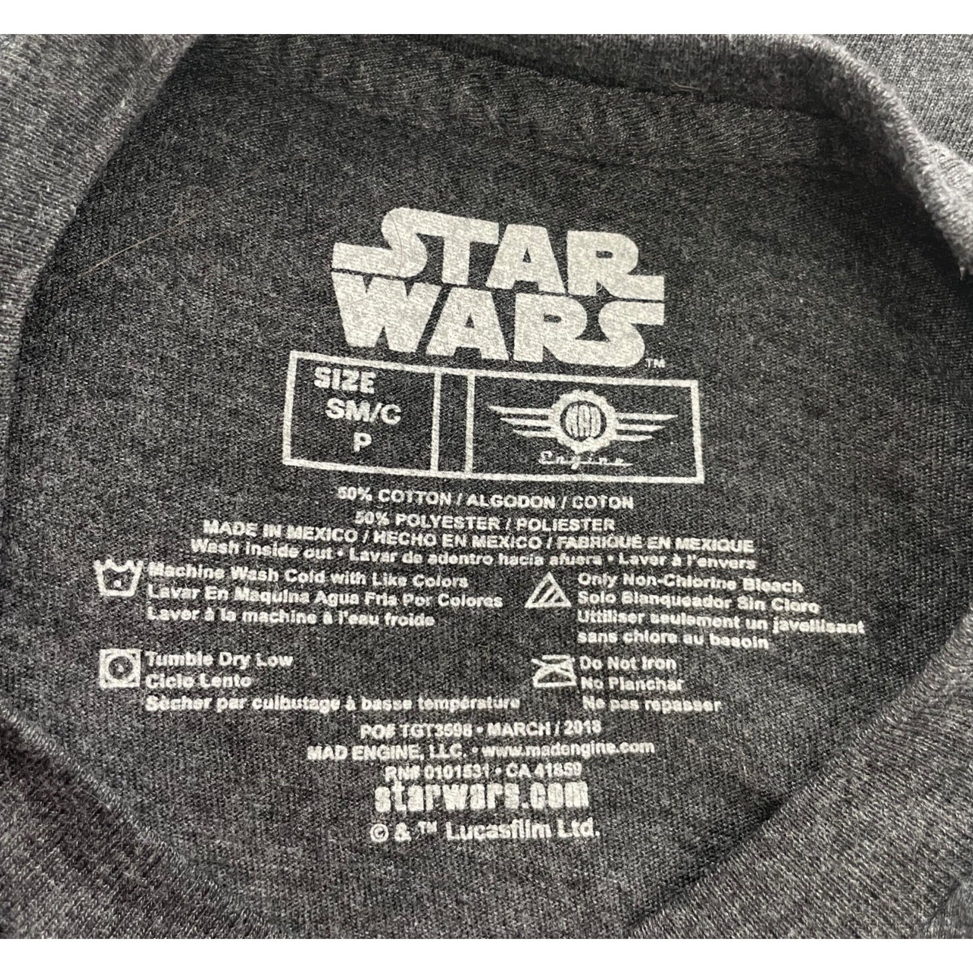 Engine Boy's Size Small Grey/White Star Wars Graphic Crew Neck T-Shirt