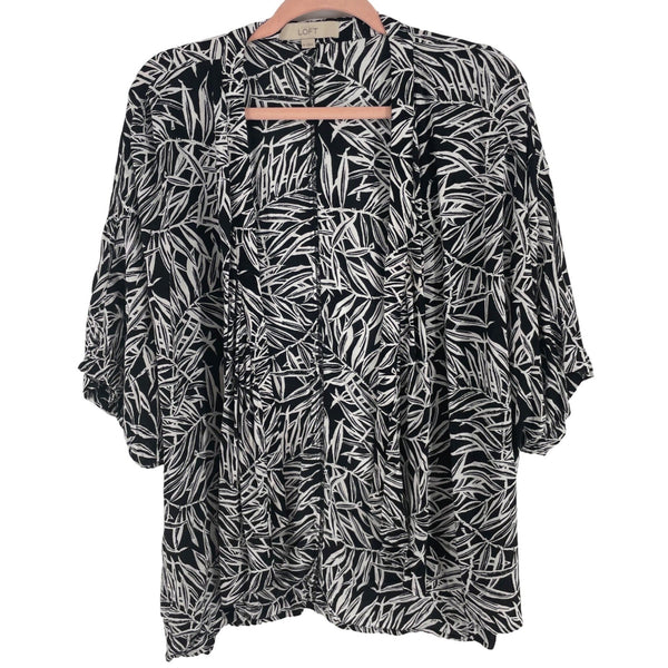 LOFT Women's Size Medium Black & White Leaf Print Beach Cover-Up