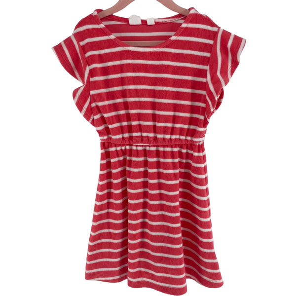 GAP Kids Girl's Size 6-7 Coral Pink & White Striped Beach Dress