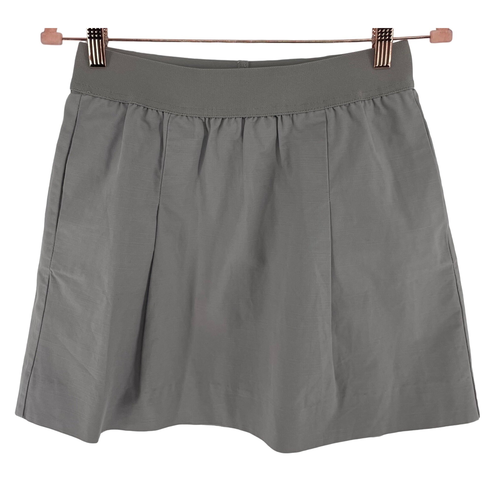 J. Crew Women's Size 0 Grey Elastic Stretch Waist A-Line Pleated Mini Skirt