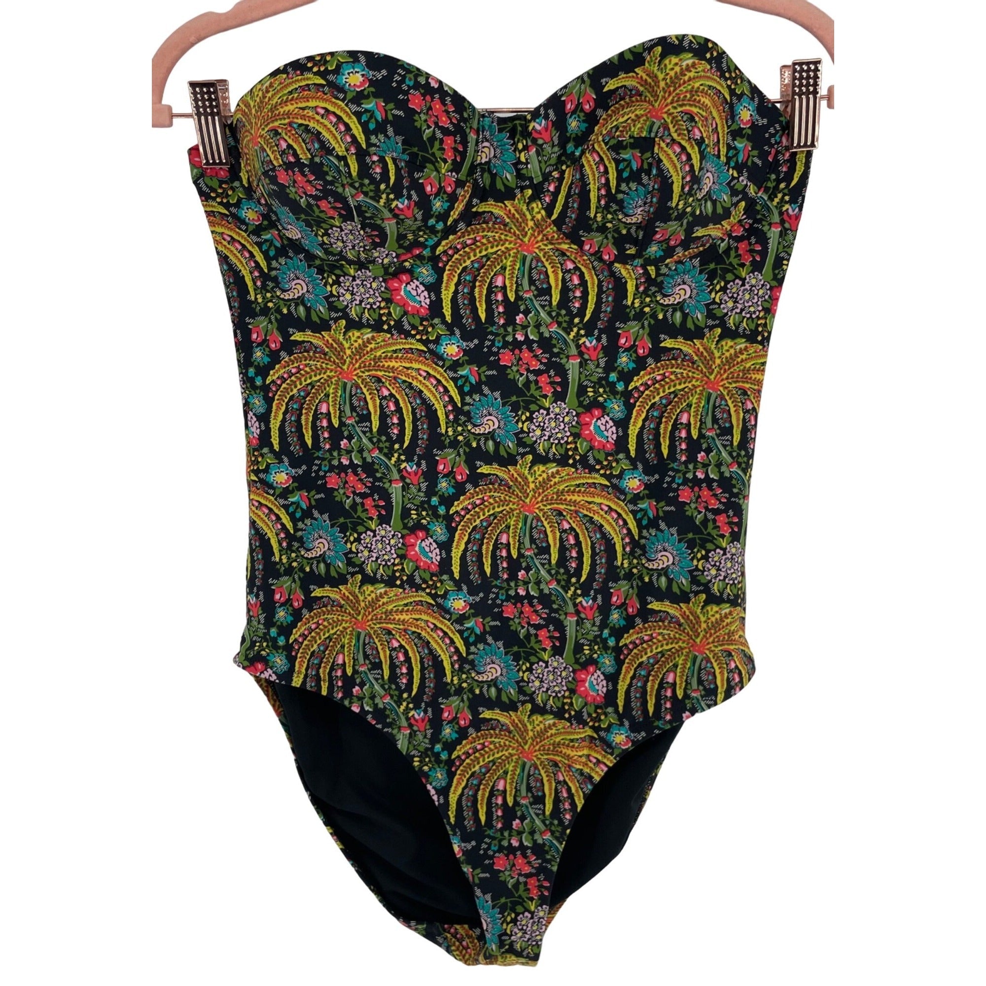 J. Crew Women's Size 8 Strapless Tropical Multi-Colored Print Swimsuit