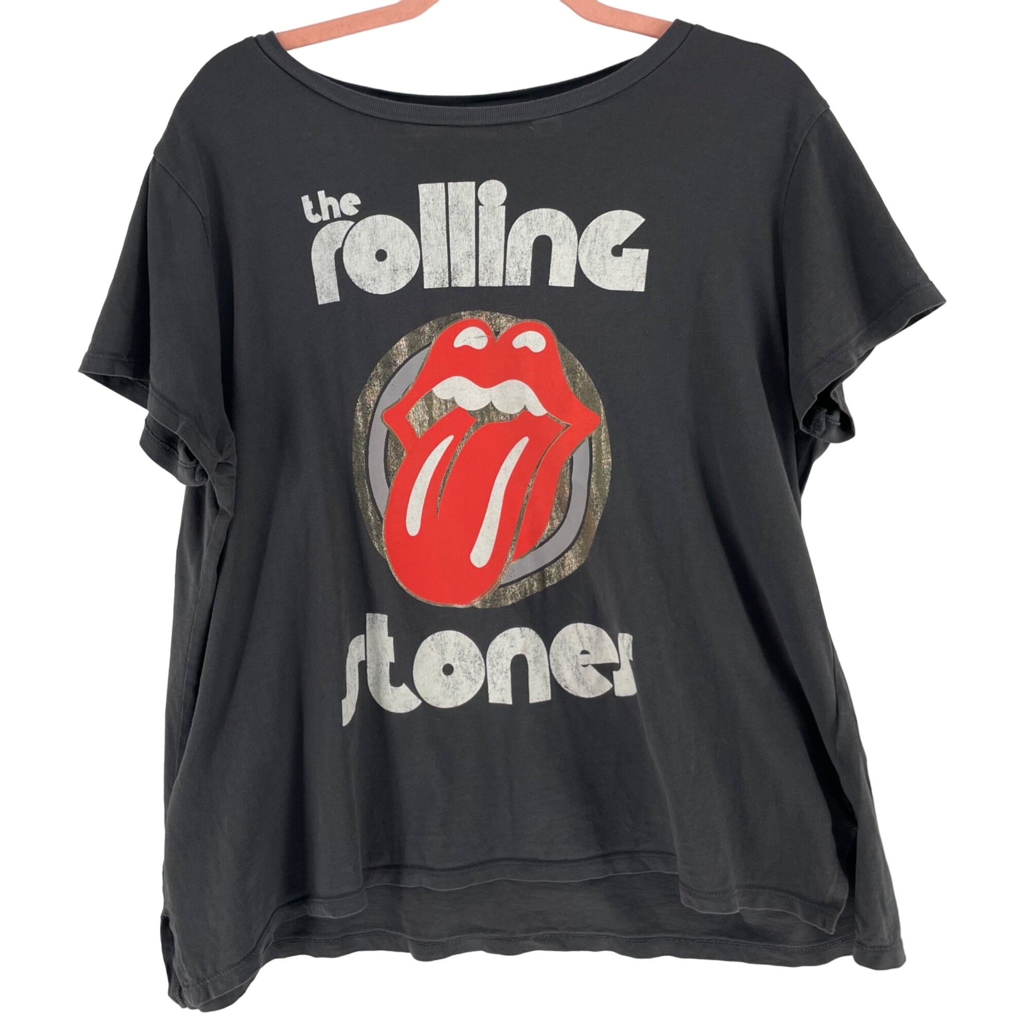 H&M Women's Size Large Grey "The Rolling Stones" Logo Band T-Shirt