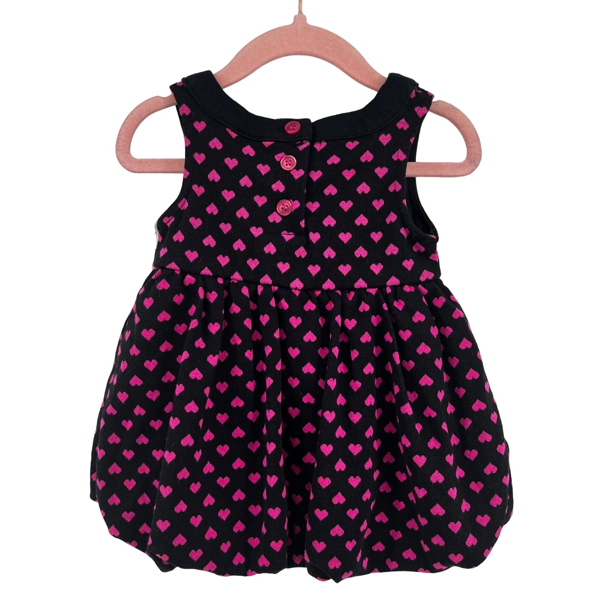 Wonder Kids Baby Girl's Size 12 Months Black & Pink Heart Polka Dot Dress