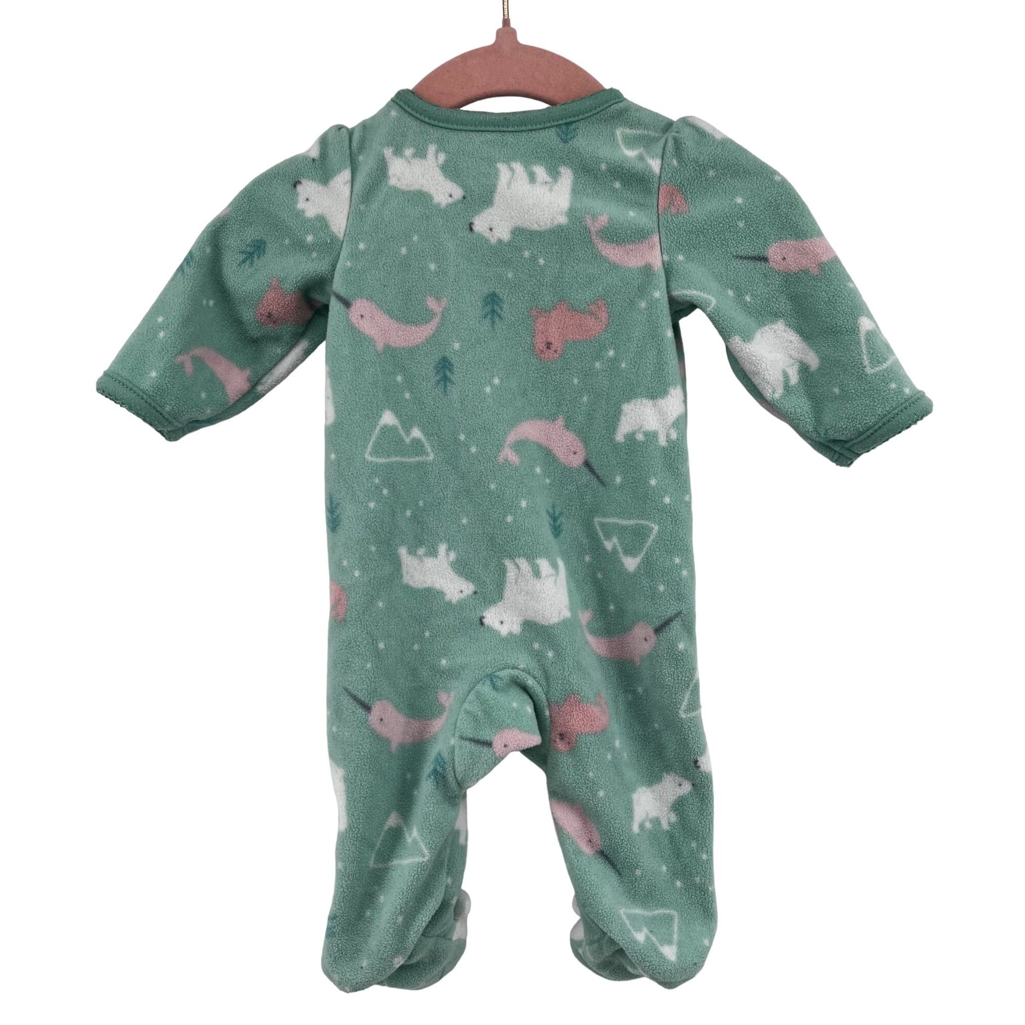 Carter's New Born Baby Green/Multi-Colored Sleeper Onesie