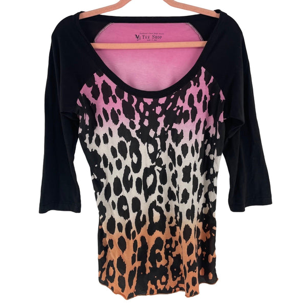 Victoria's Secret Tee Shop Women's Size Medium Leopard Print Multi-Colored Shirt