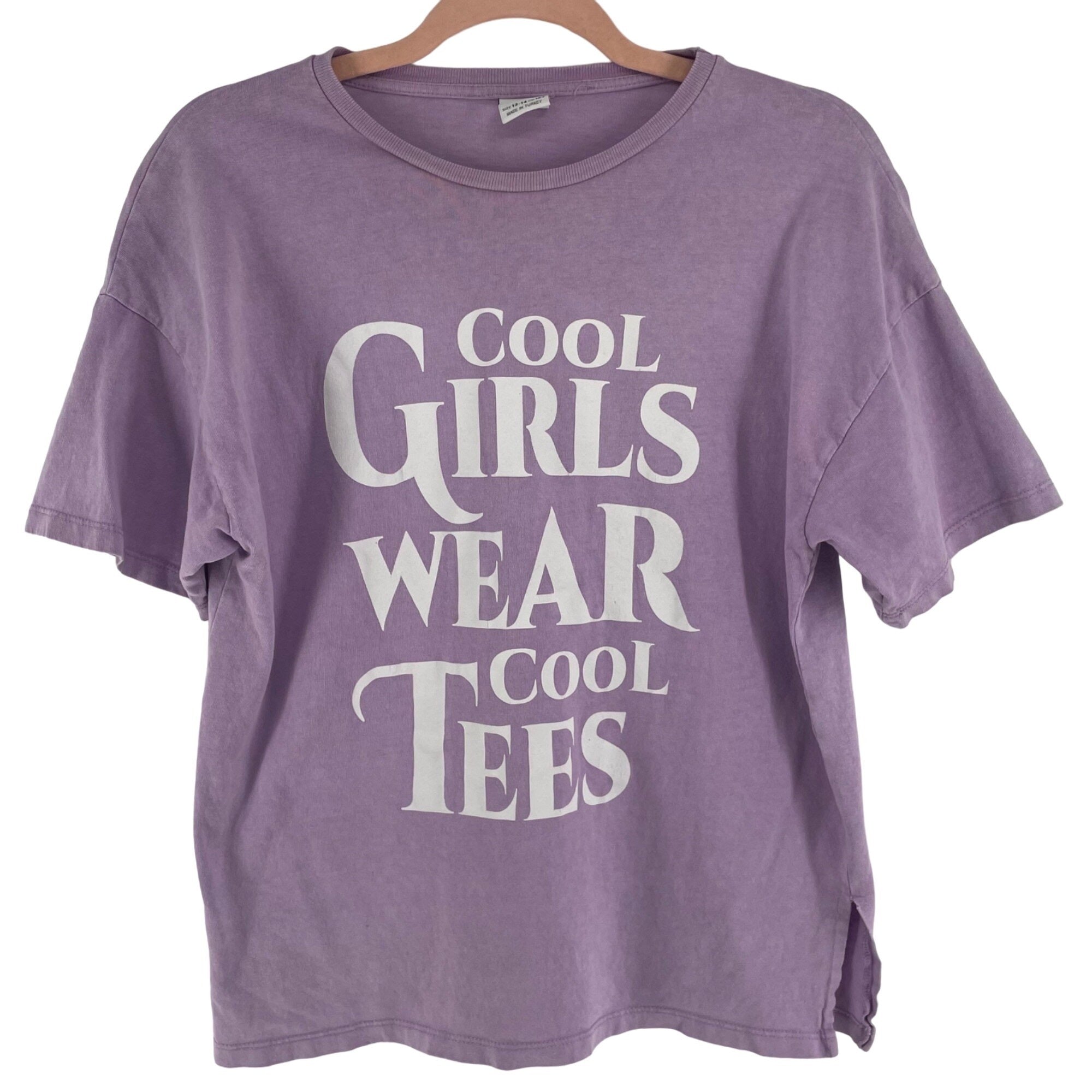 Zara Girl's Size 13-14 Lavender Purple/White Graphic Crew Neck T-Shirt