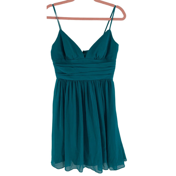 David's Bridal Women's Size 6 Teal Spaghetti Strap Bridesmaid Dress