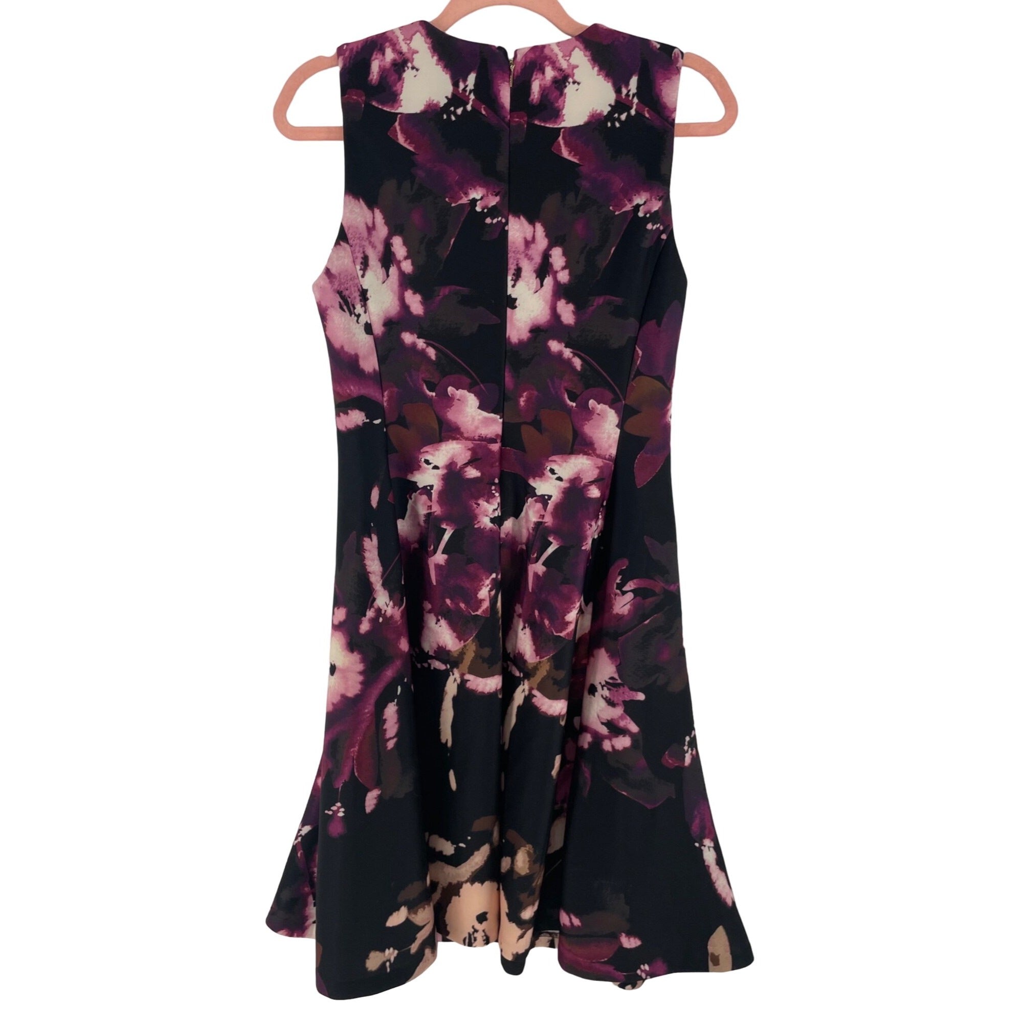 DKNY Women's Size 6 Purple/Brown/White/Black Floral A-Line Tank Dress