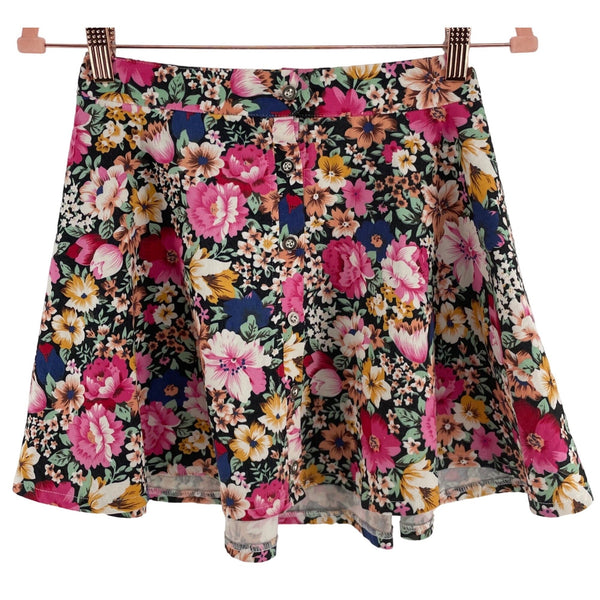 Women's Size Large Multi-Colored A-Line Floral Mini Skirt