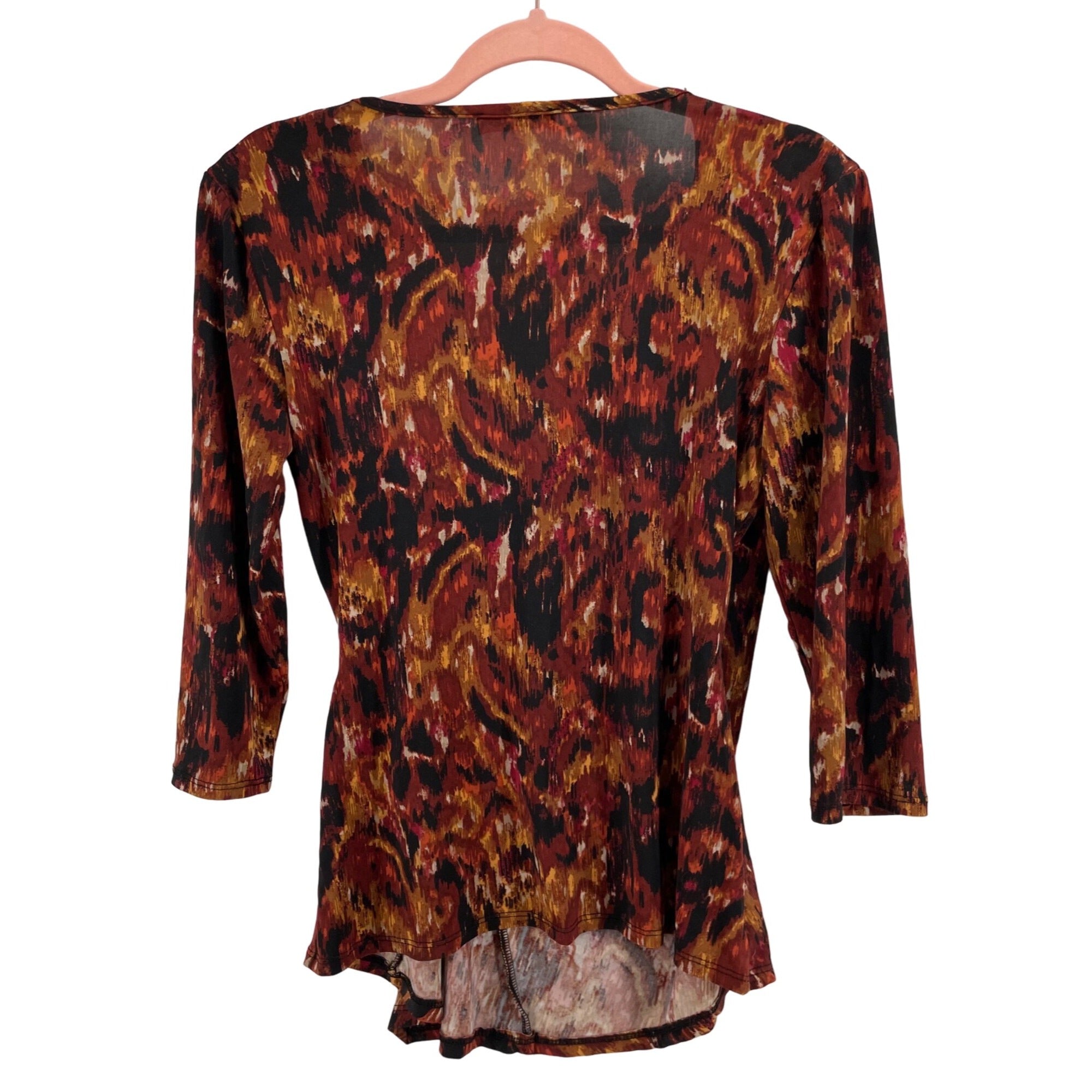 Mandy Evans Women’s Medium Multi-Colored Orange & Black Blouse