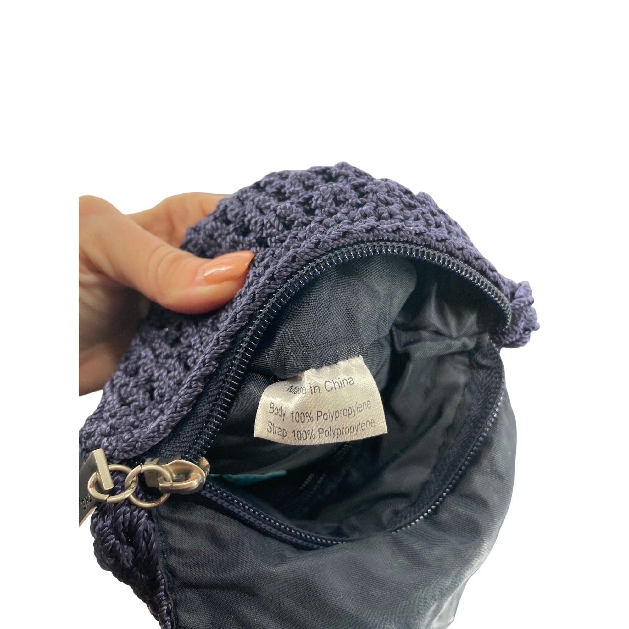 The Sak Women's Small Navy Blue Crochet Shoulder Bag Purse