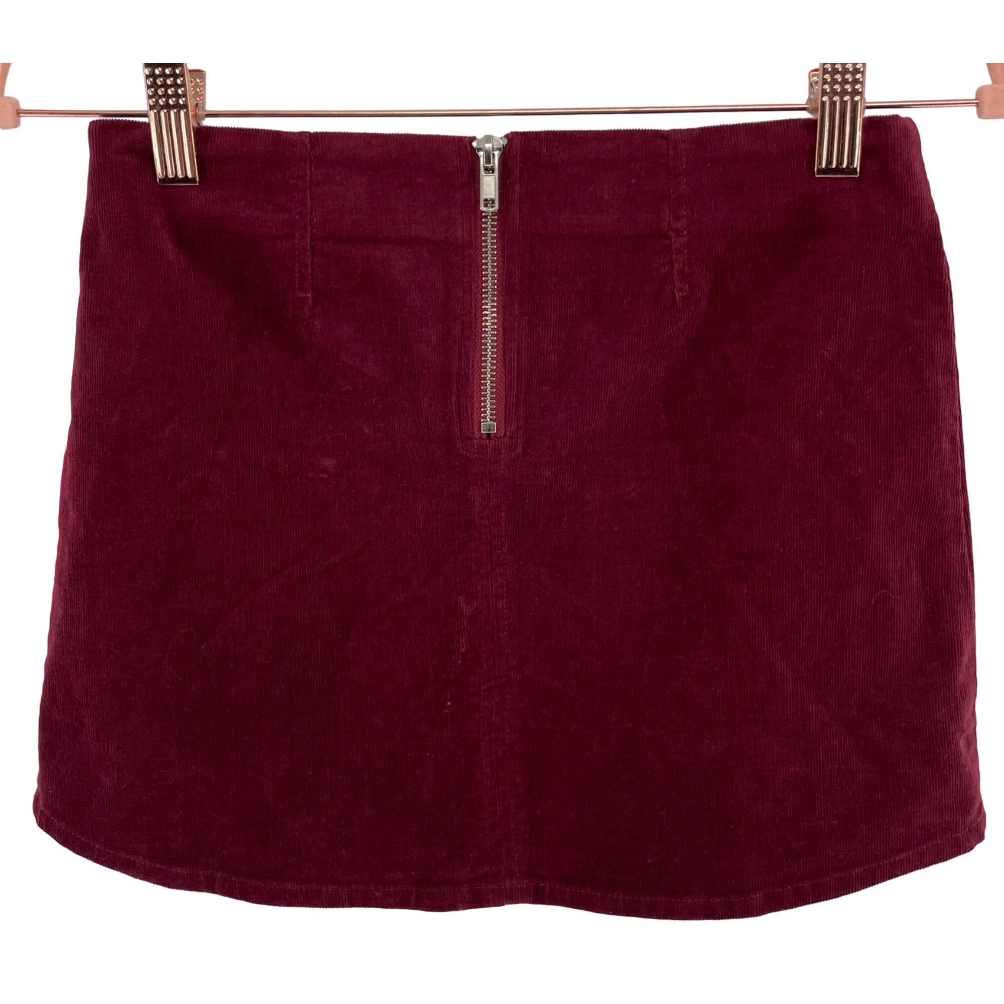 NWT Forever 21 Girl's Size 9/10 Maroon/Burgundy Corduroy Lace-Up Mini Skirt