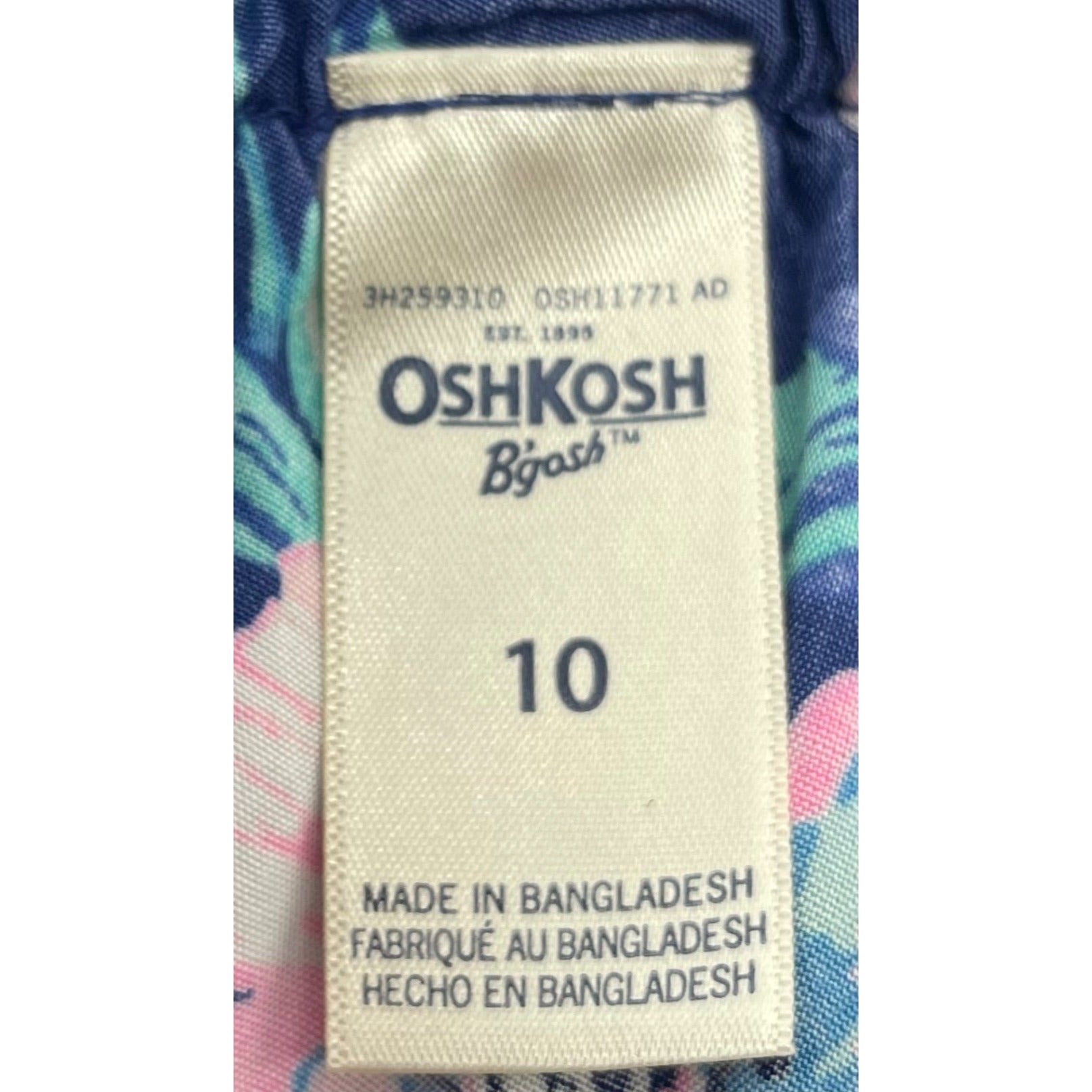 OshKosh B'Gosh Girl's Size 10 Blue, Pink, White & Green Floral Print Romper.