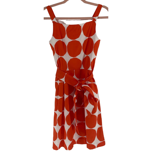 NWOT Marimekko Women's Size 34 (XS) Orange & White Sleeveless Polka Dot Dress