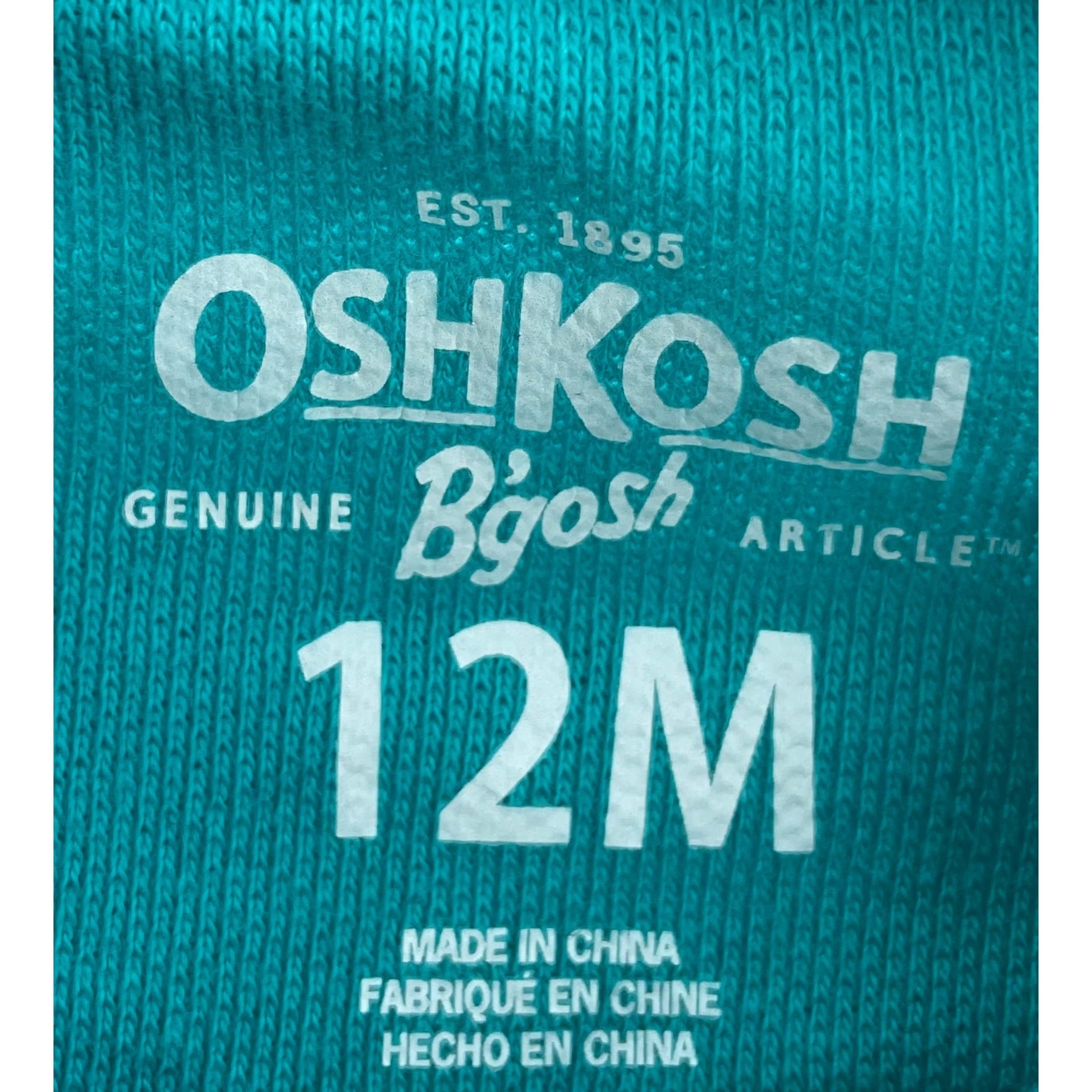 Oshkosh B'gosh Unisex Baby Size 12 Months Teal Polo Shirt Onesie