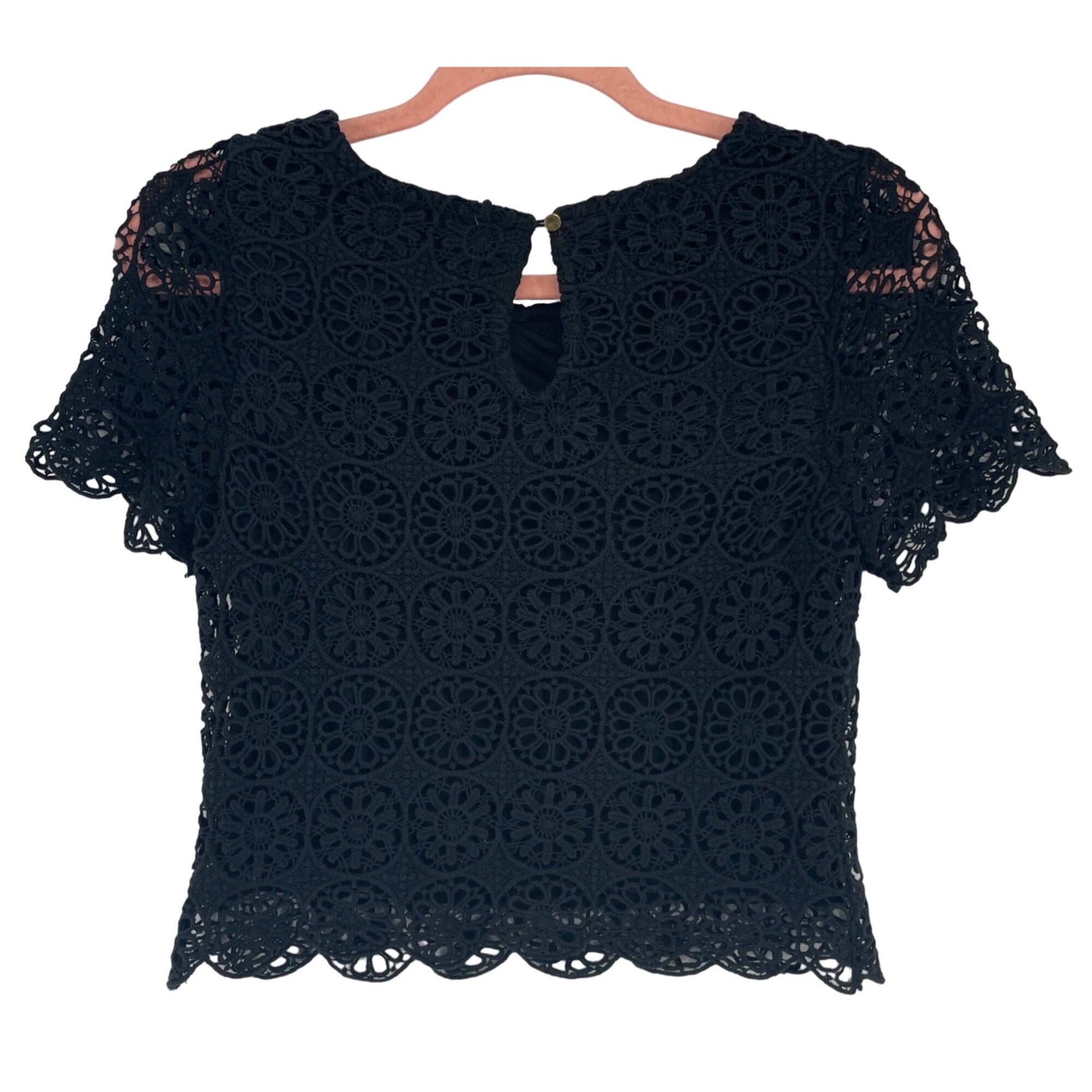 Bar lii Women's Size Small Black Floral Lace Crop Top