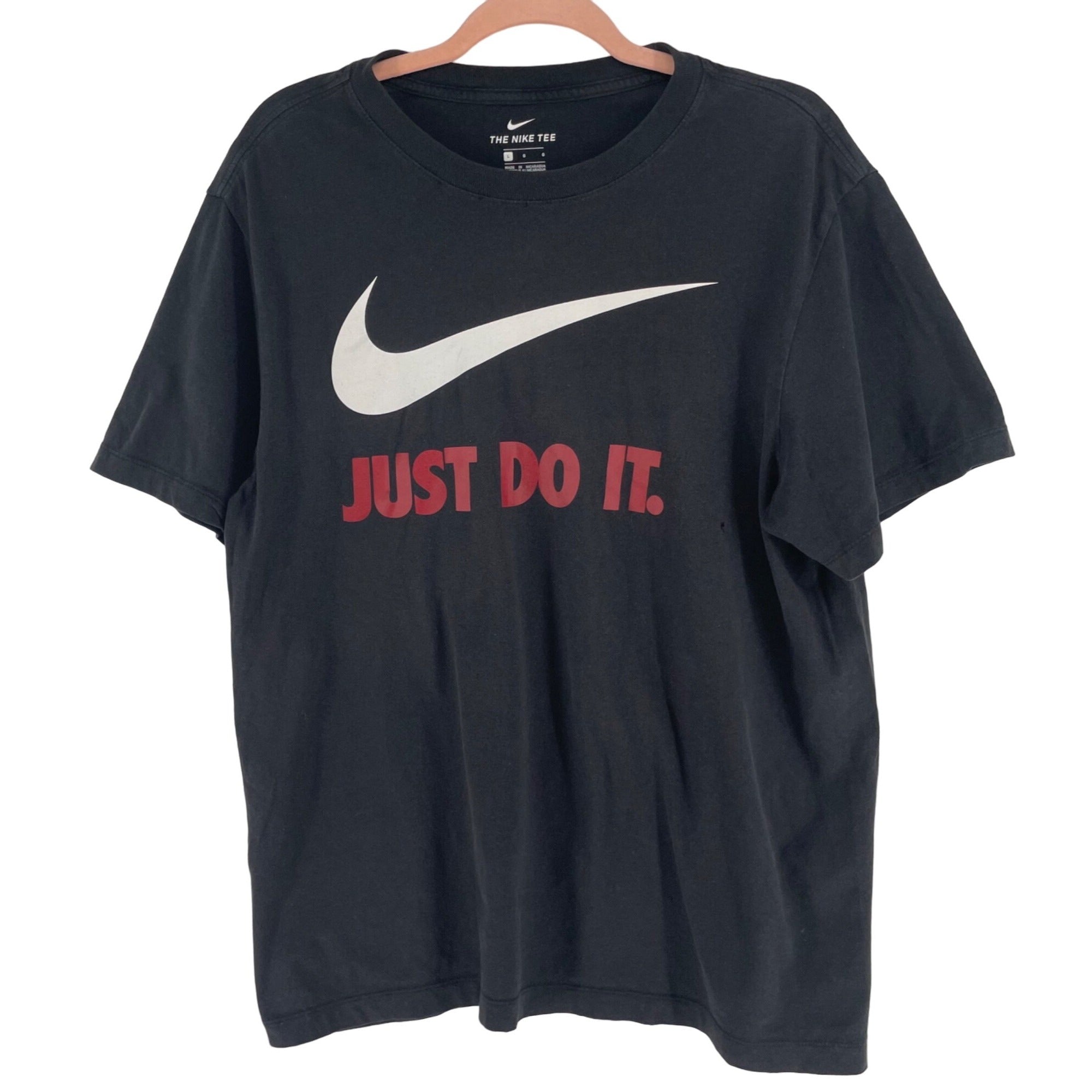 Nike Men's Size Large Black, Red & White Graphic "Just Do It" Crew Neck T-Shirt