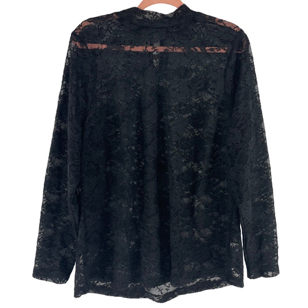 Lane Bryant Women's Size 18/20 Black Sheer Floral Long-Sleeved Top