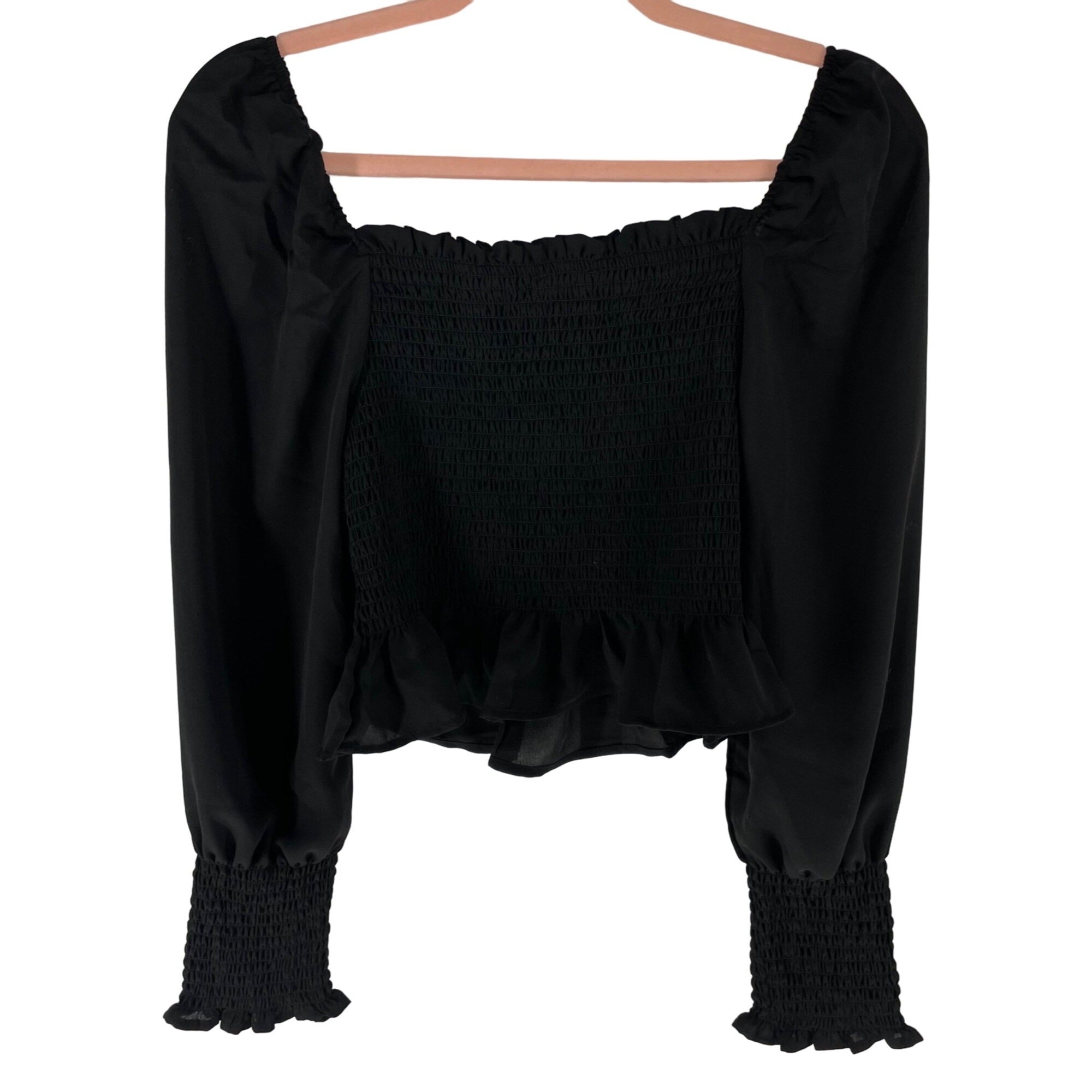 Shinestar Women's Size Small Black Embroidered Off-The-Shoulder Top