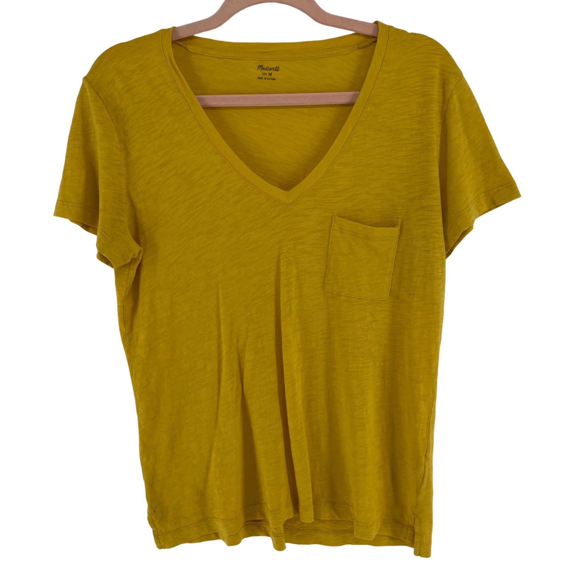 Madewell Women's Size Medium Mustard Yellow V-Neck T-Shirt