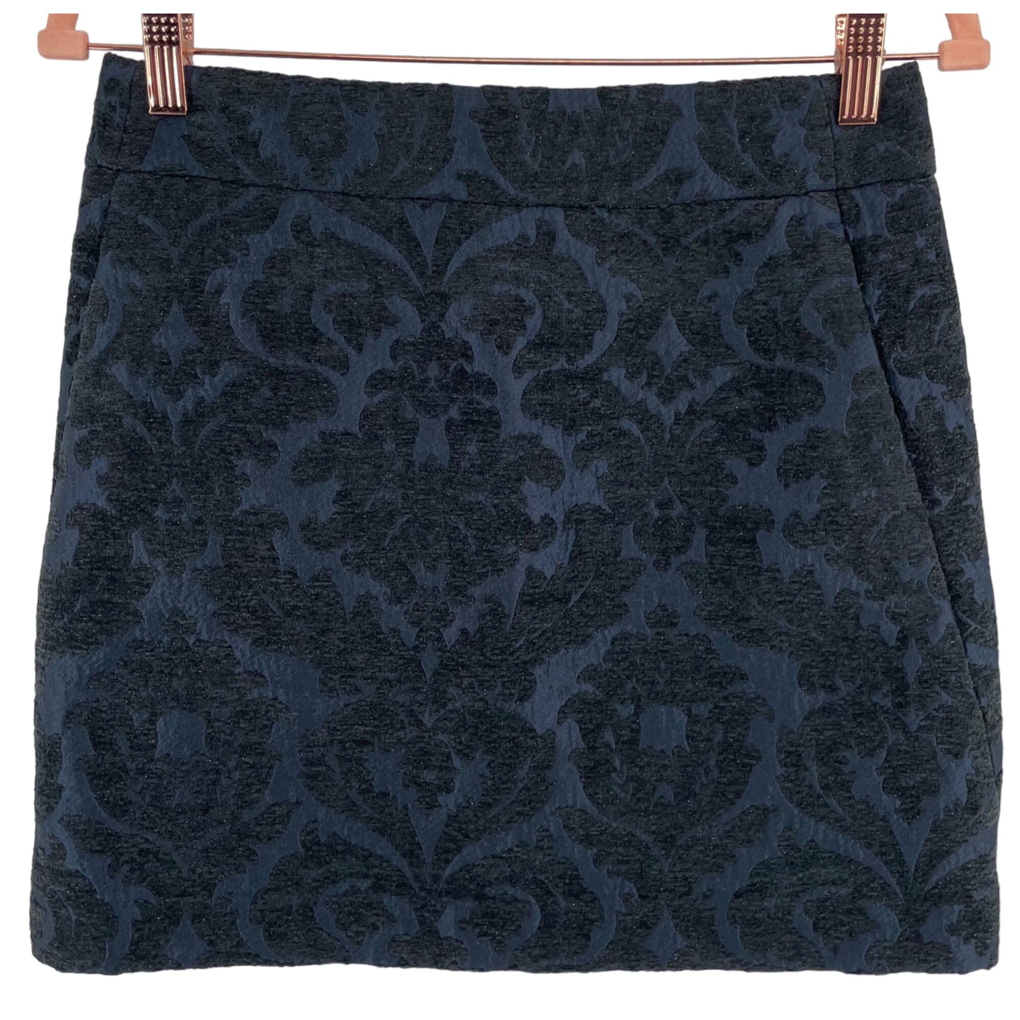 LOFT Women's Size SP Navy Blue & Black Sparkly Mini Skirt