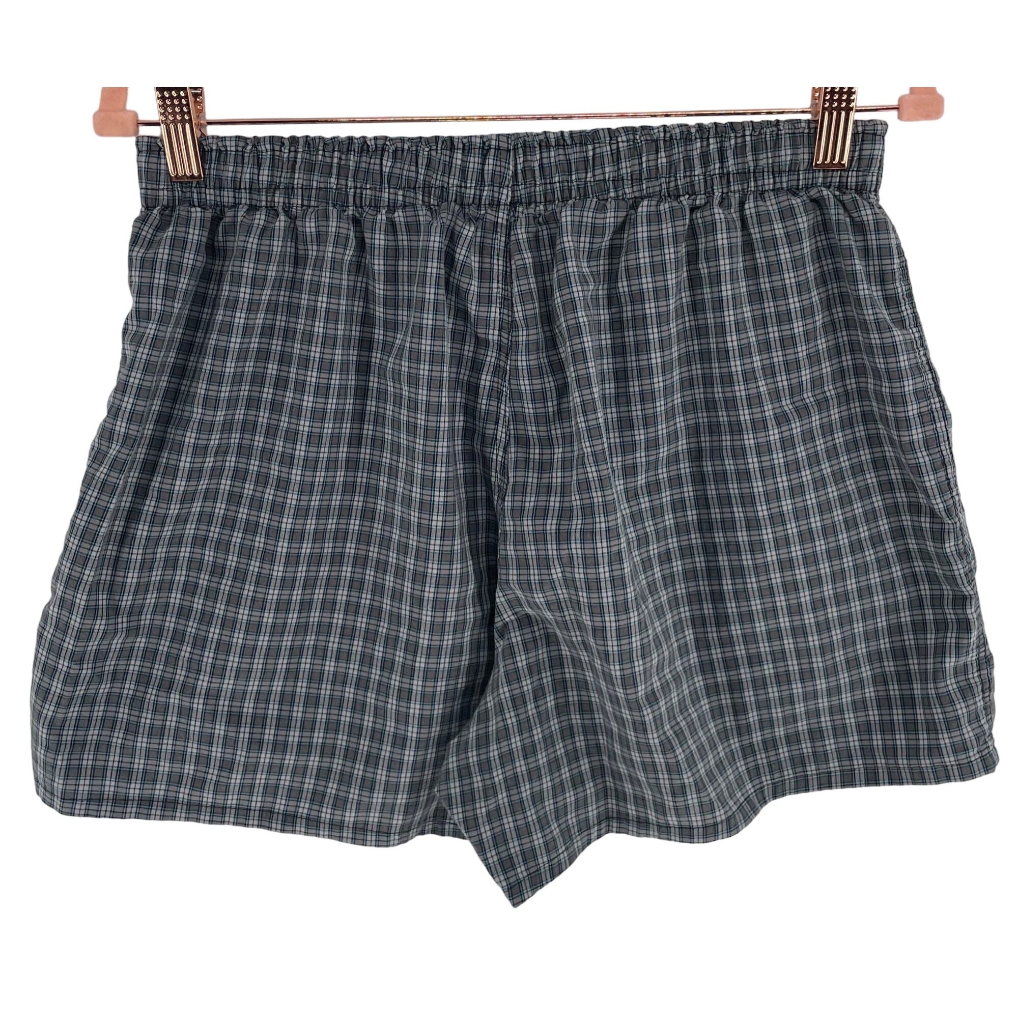 Hanes Men's Size Small Grey/Blue Striped Plaid Boxer Shorts