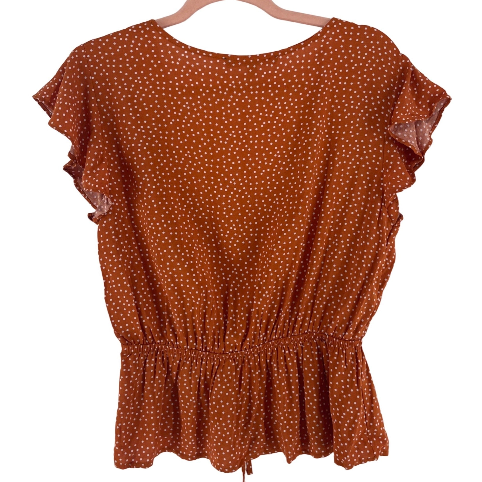 One Clothing Los Angeles Women's Size Large Orange & White Polka Dot Top