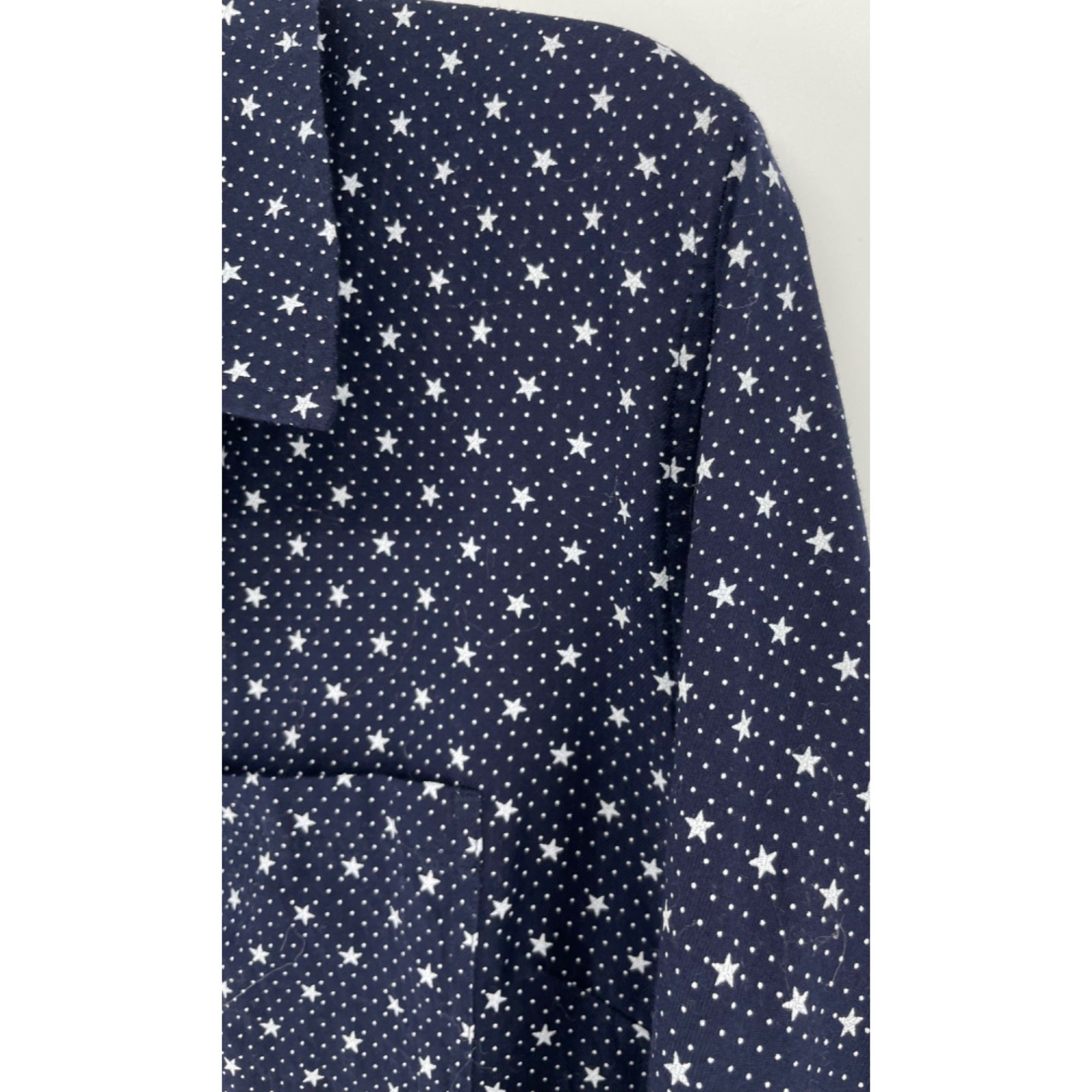 GAP Women's Size Large Navy Blue/White Star Pattern Long-Sleeved Button-Down Top